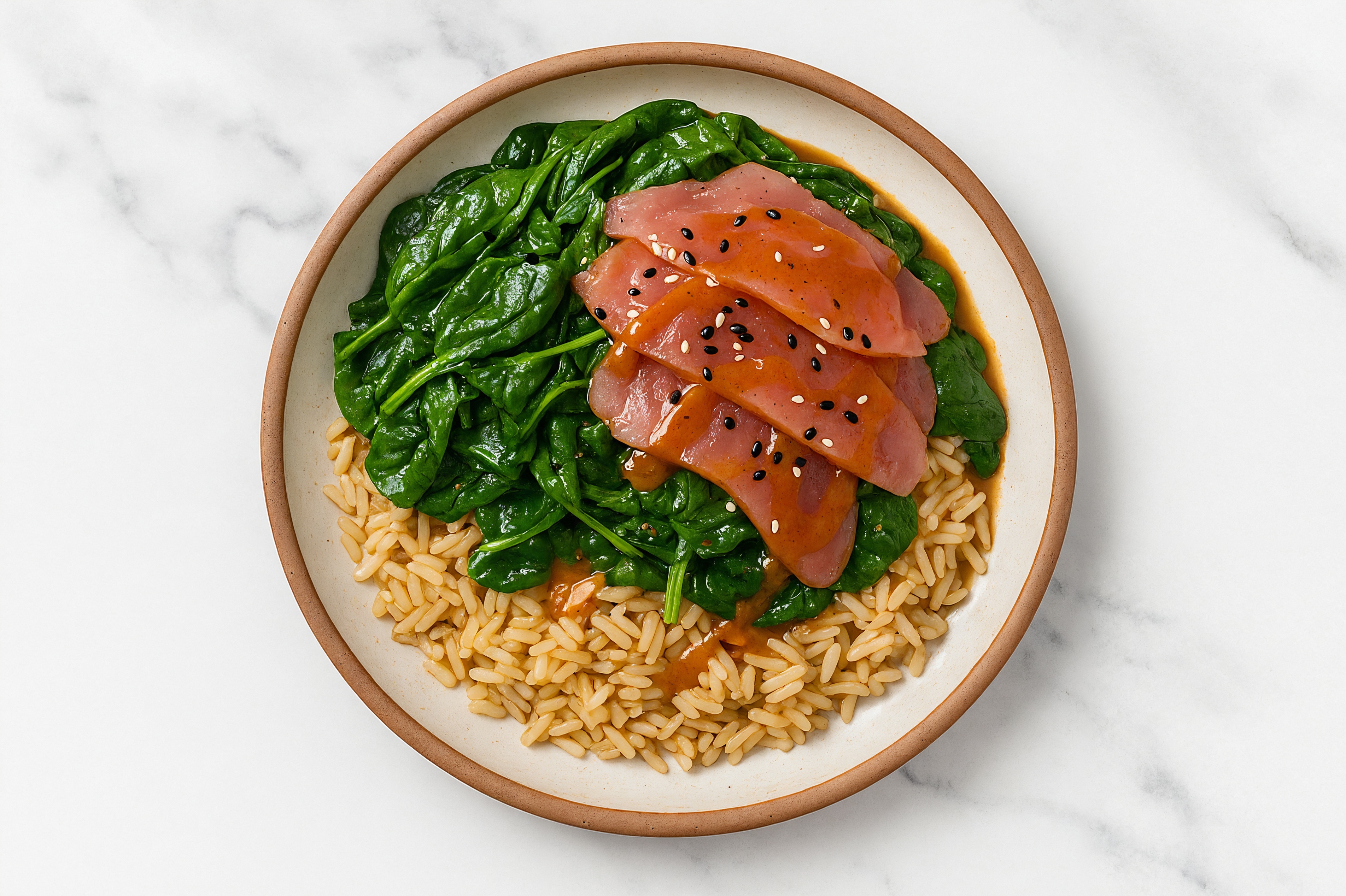Tuna Rice Bowl with Sesame-Ginger & Organic Spinach