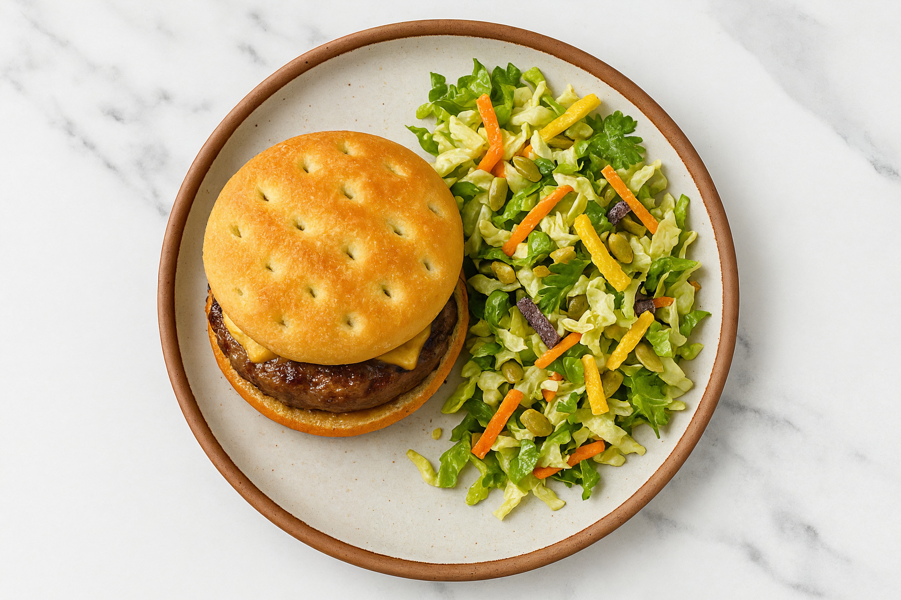 Special Bacon + Cheddar Burger with Southwest Salad