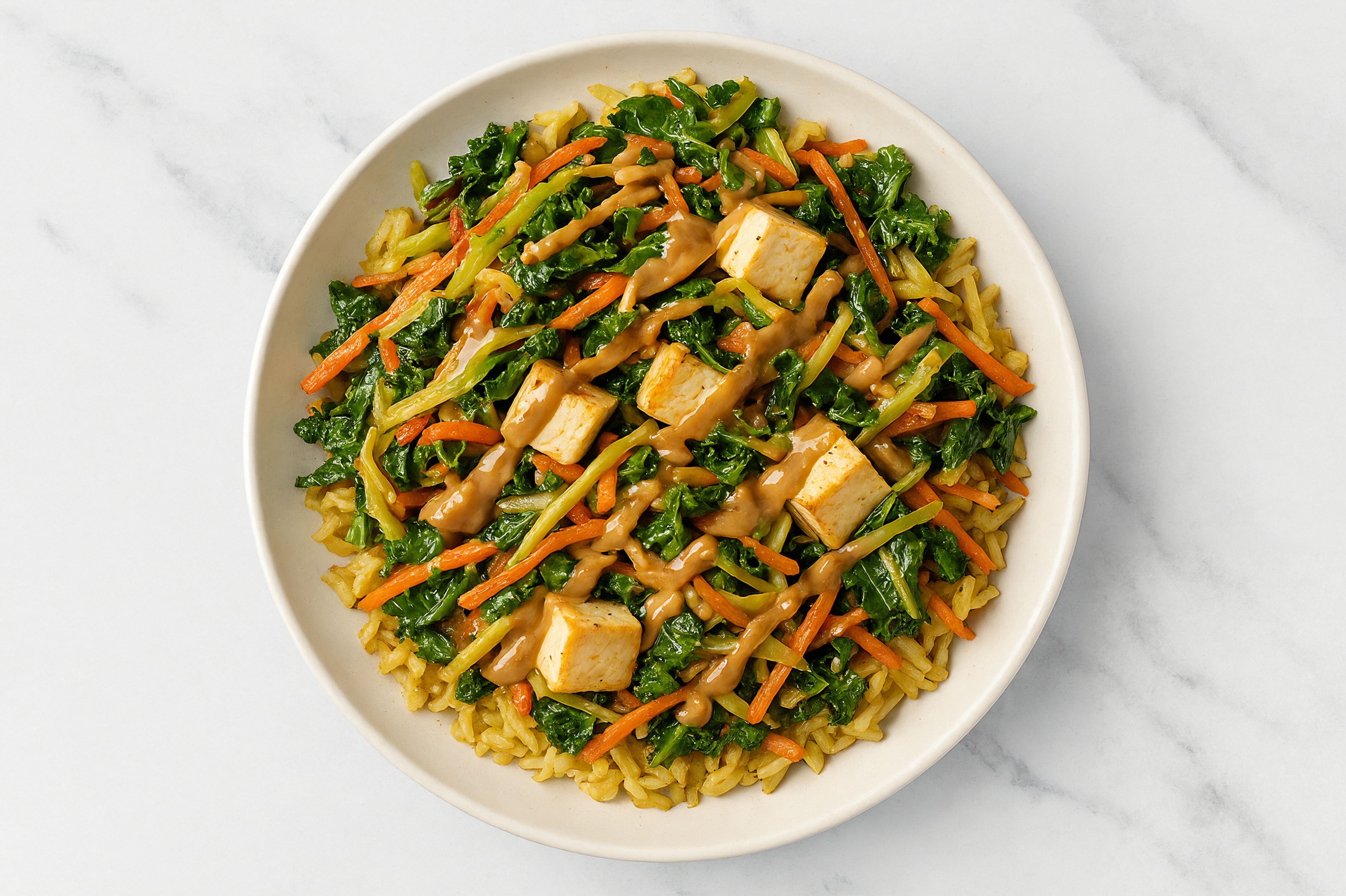 Peanuty Tofu Jasmine Rice Bowl