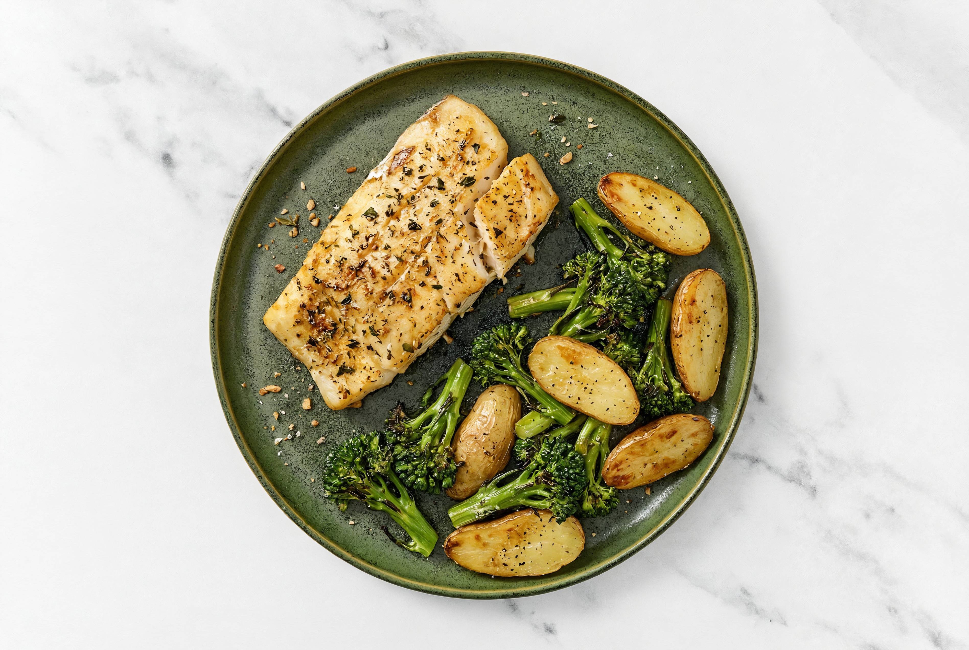 Roasted Honey Herb Barramundi with Fingerlings