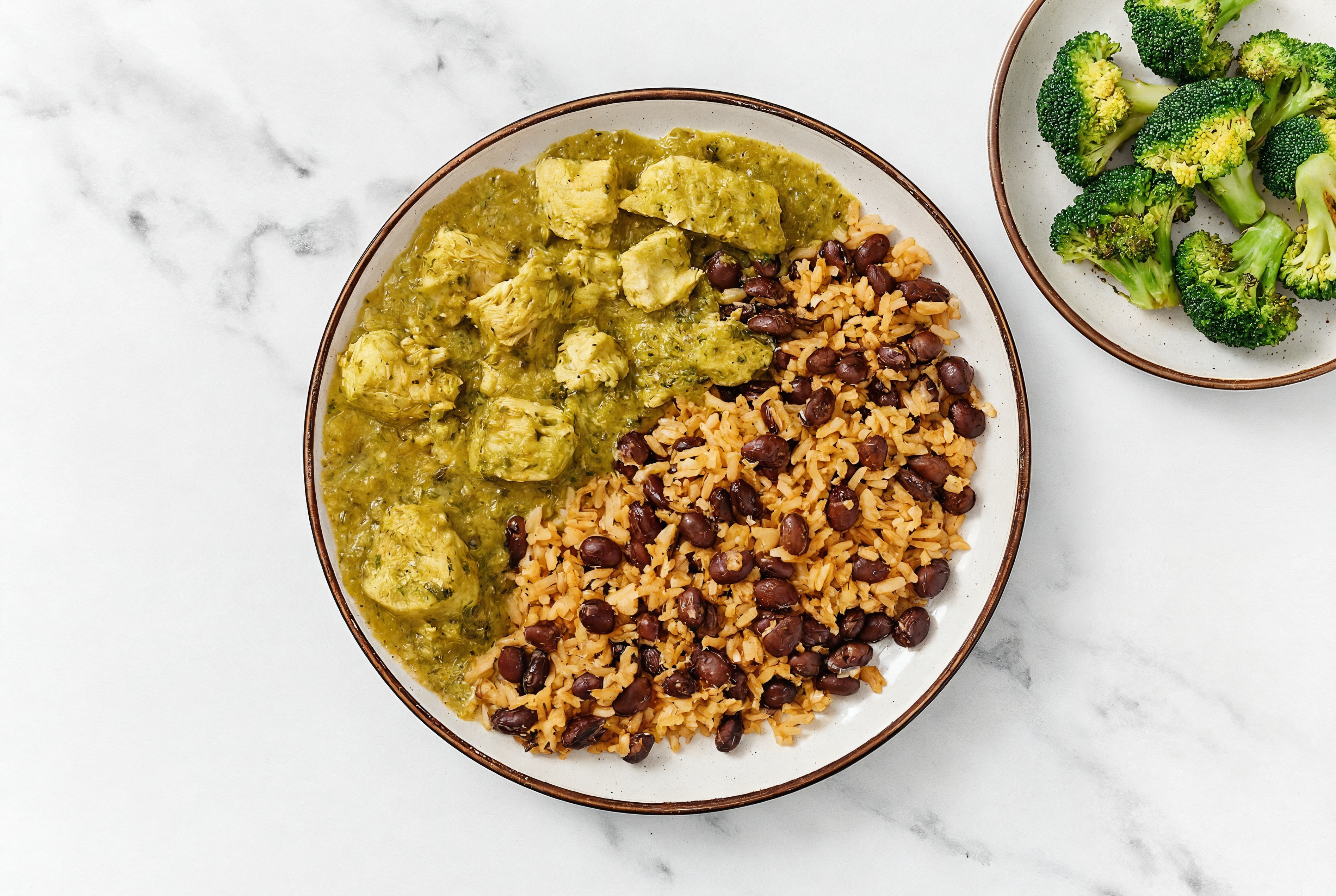 Easiest Chicken Chile Verde + Organic Broccoli