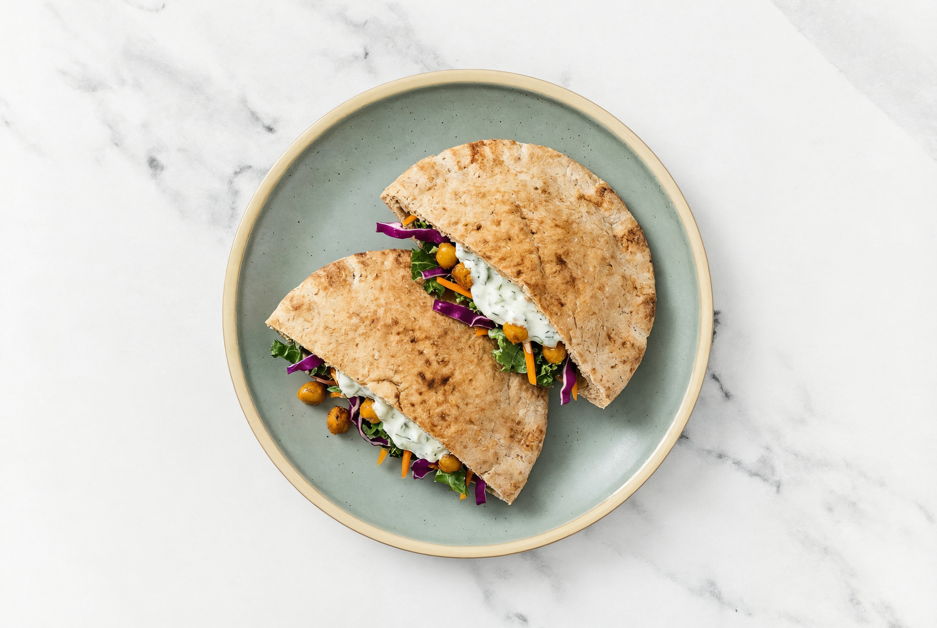 Feta Cucumber Tzatziki Dip + Crispy Chickpea Whole Grain Pita Pockets Pocket