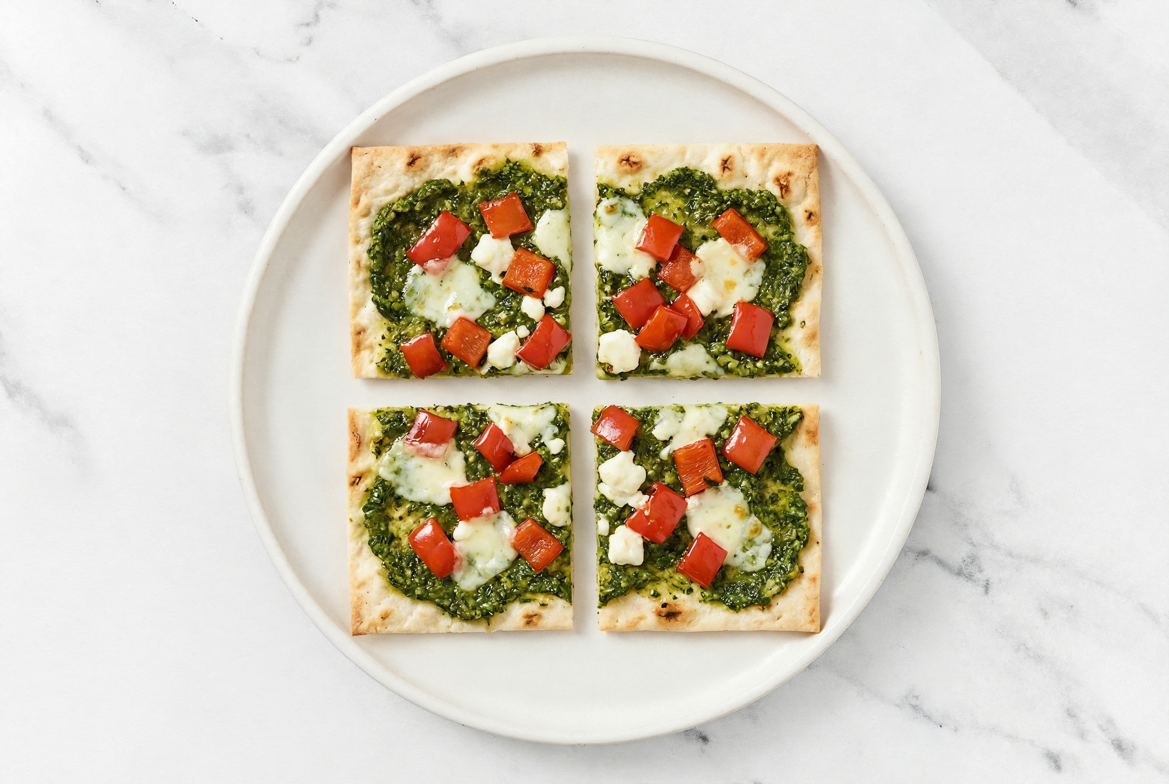 Pesto Goat Cheese + Pepper Lavash Flatbread