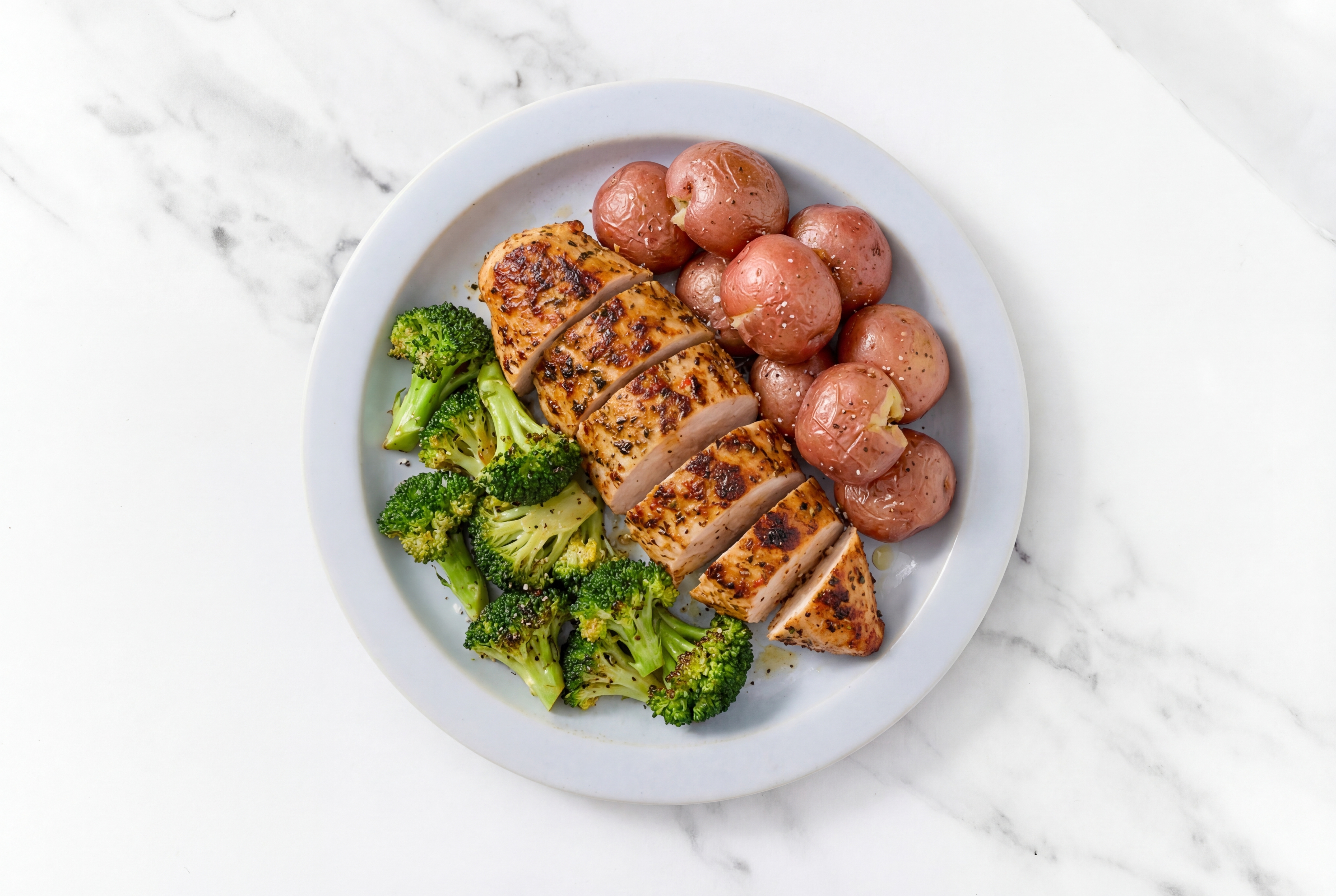 Turkey Tenderloin with Broccoli Bunches + Red Potatoes