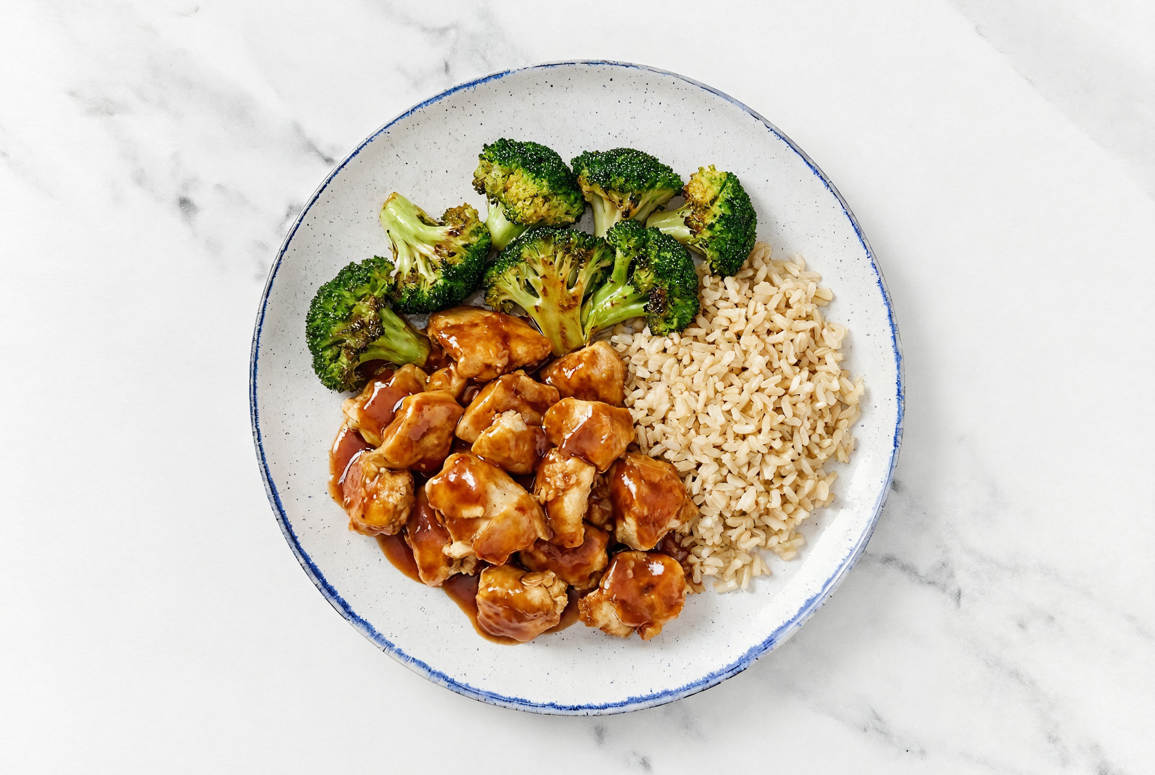 Take-Out Style General Tso Chicken Combo with Brown Rice