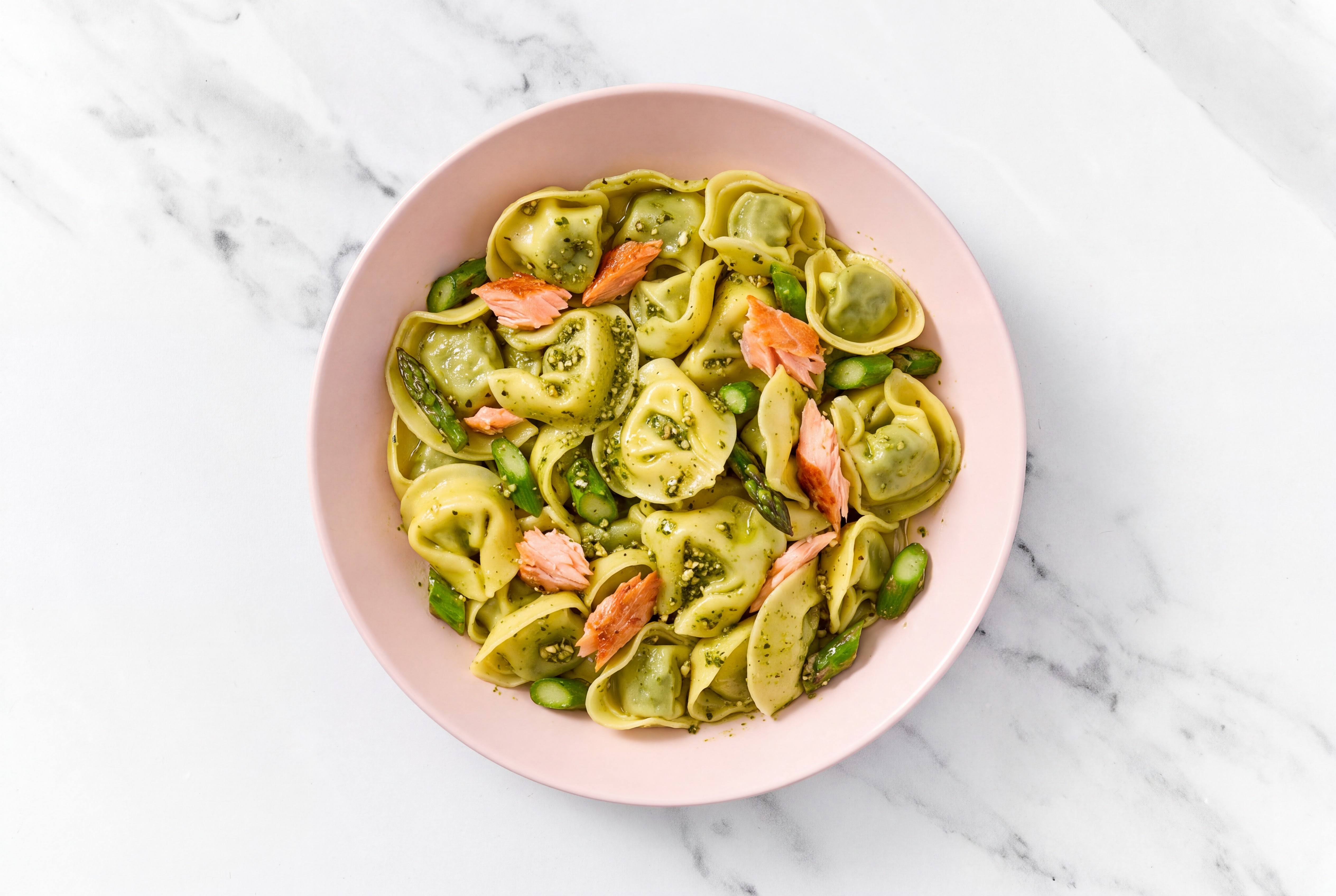 Tortellini Pesto with Smoked Salmon & Asparagus