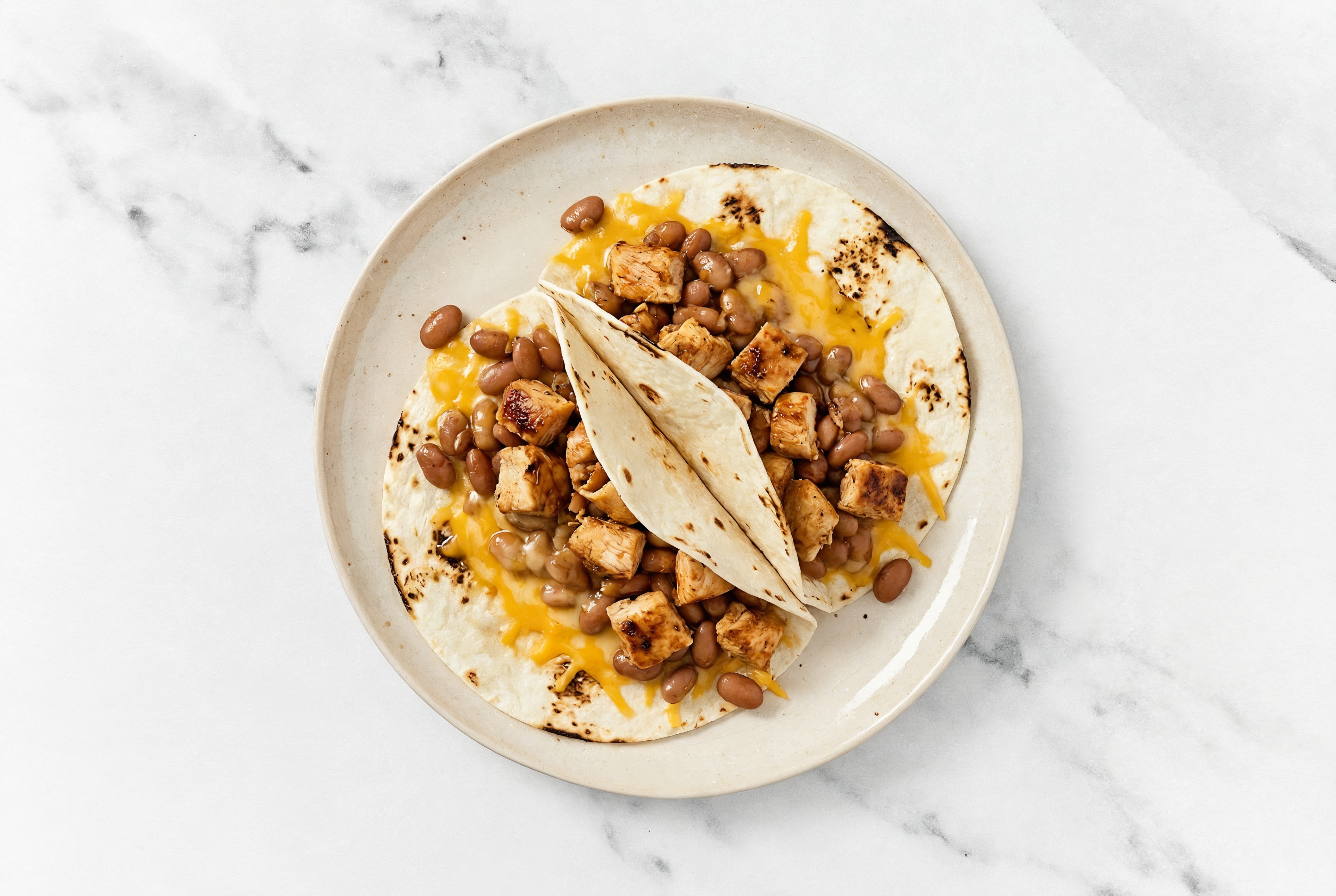 Chipotle Chicken Tacos with Cheddar Cheese & Pinto Beans