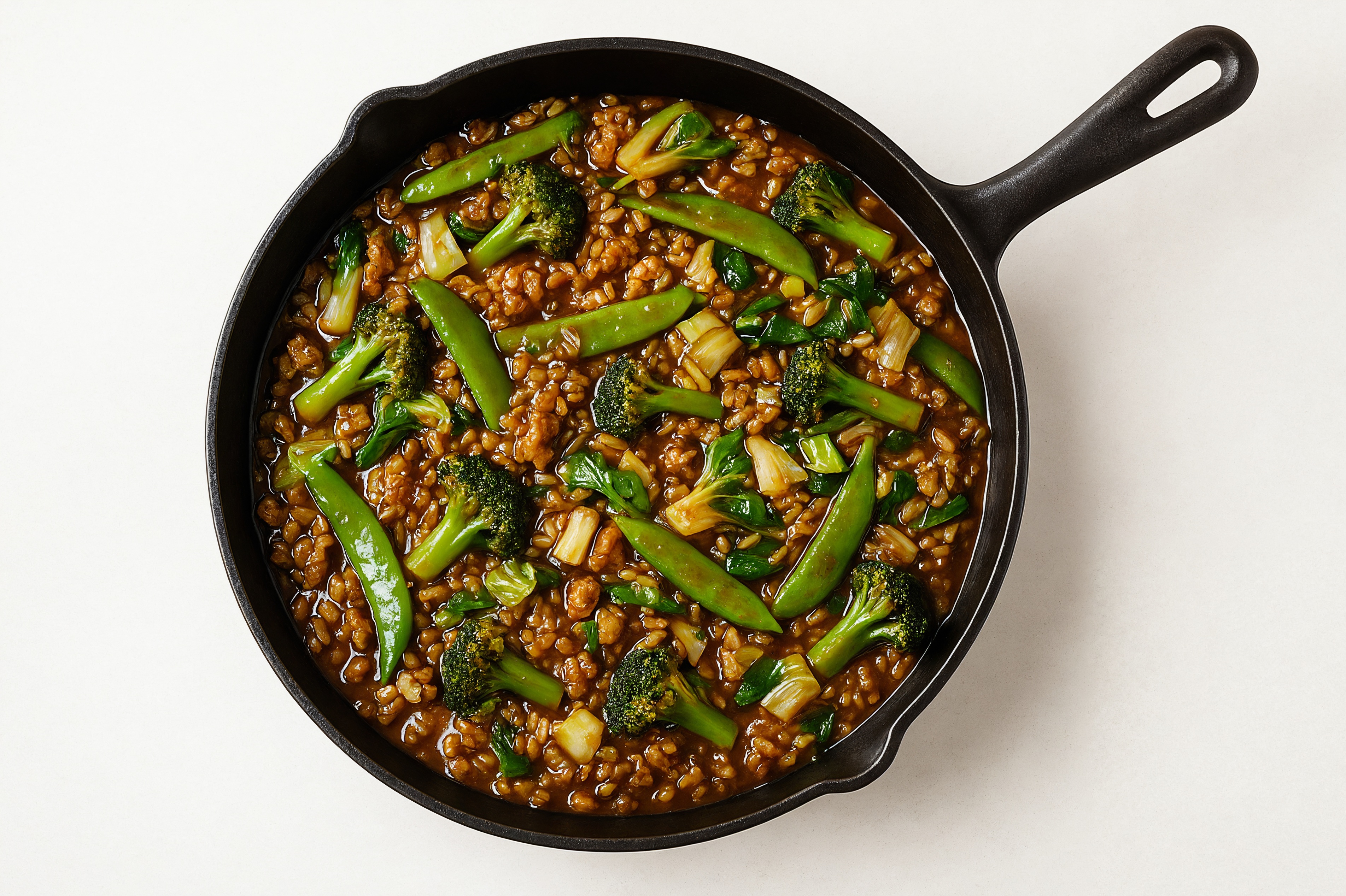 Teriyaki Bok Choy + Ground Turkey Stir-Fry with Brown Rice