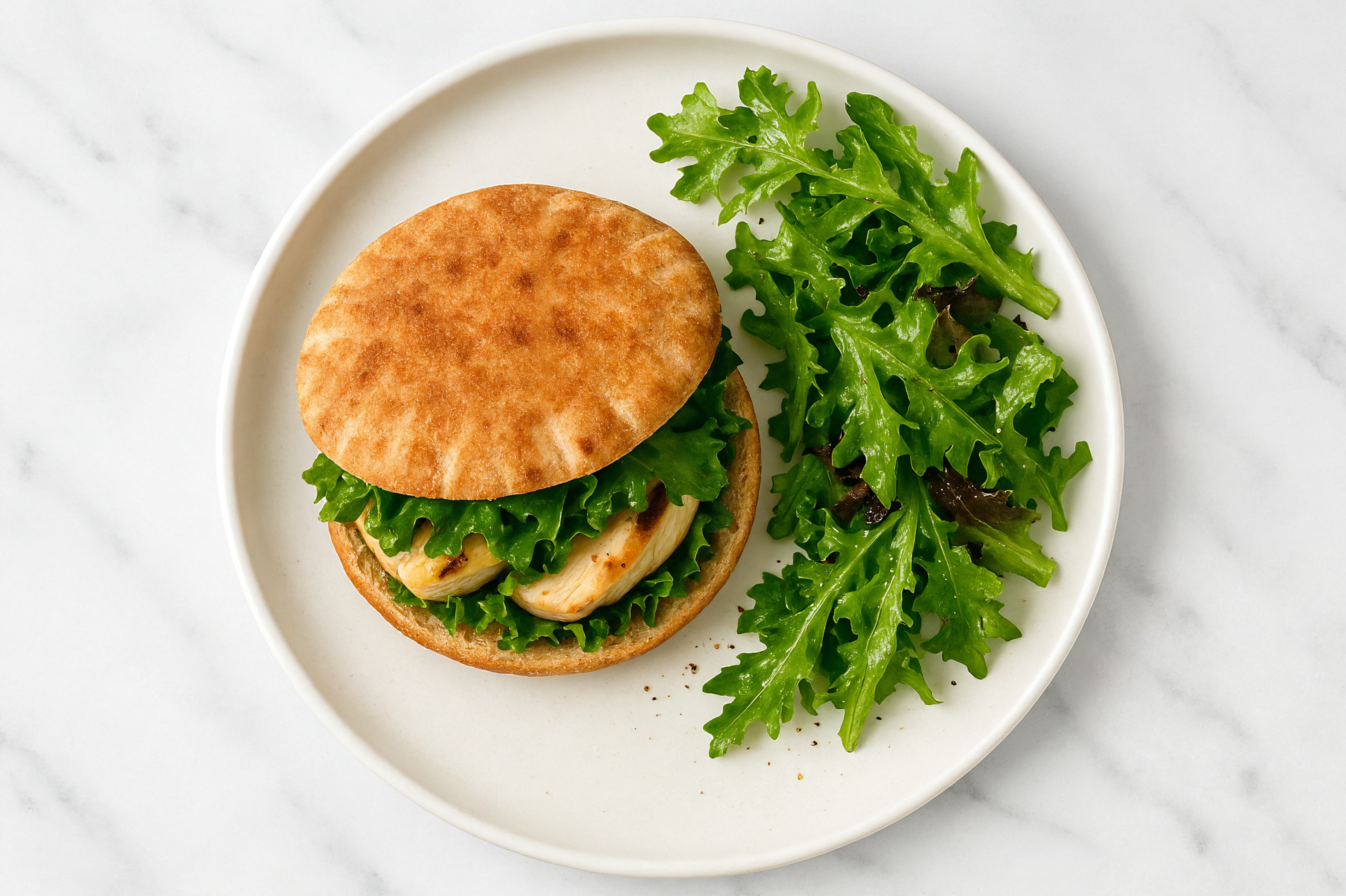 Hearty Shawarma-Inspired Seasoned Grilled Chicken Breast Whole Grain Pita Pockets Sandwich
