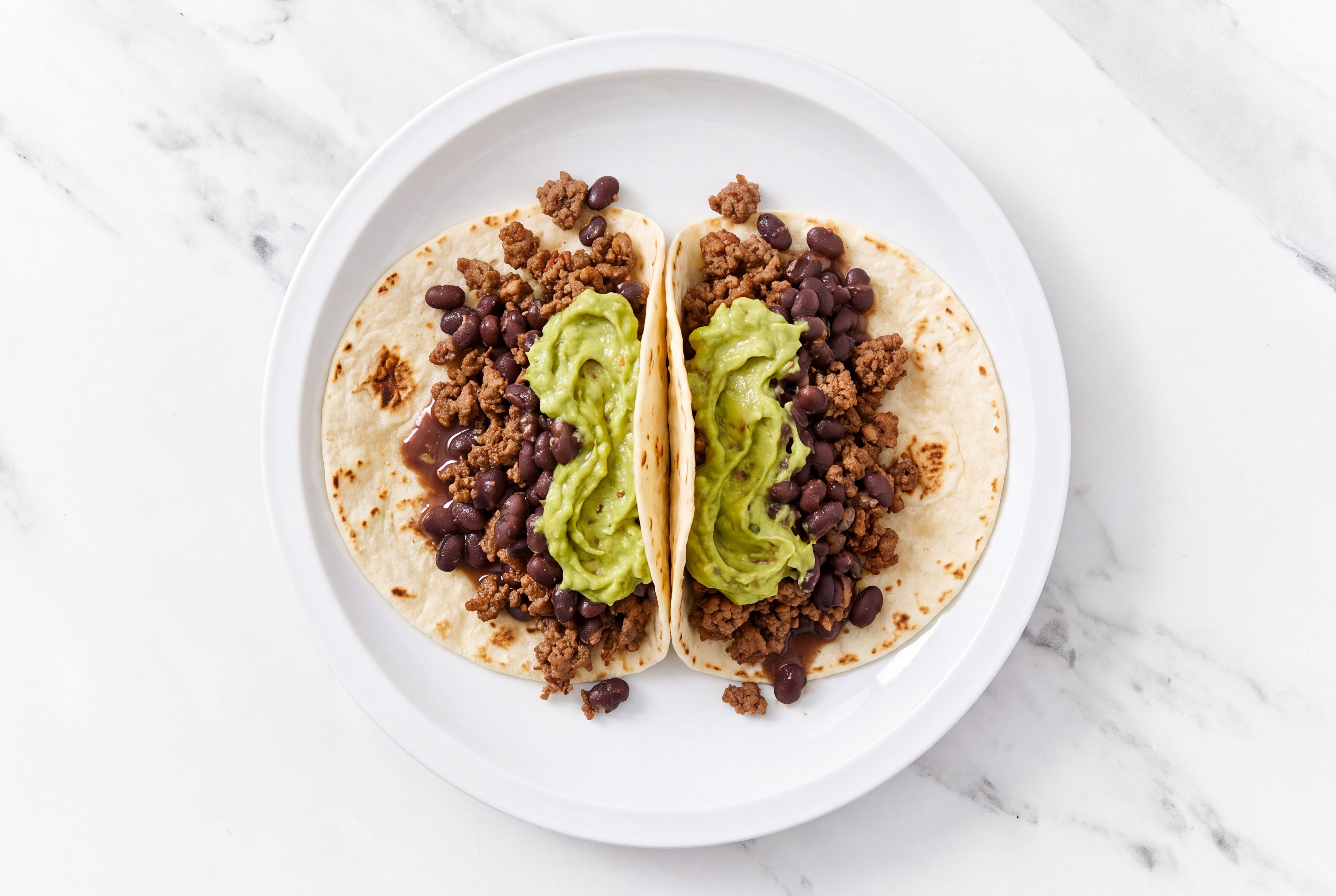  Ground 93/7 Lean Beef Tacos with Guacamole & Spiced Beans
