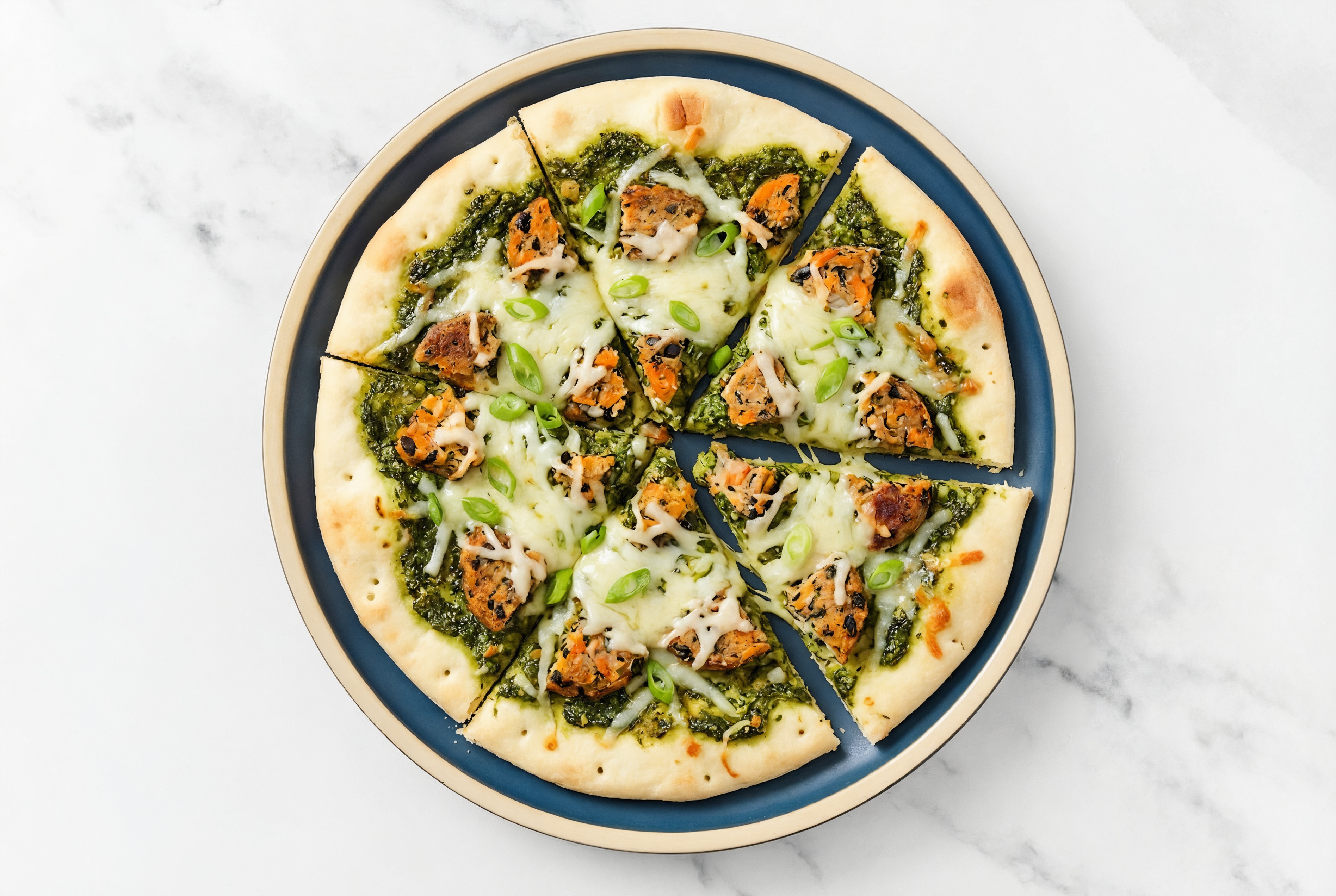 Super Green Black Bean Pizza with "Mozzarella" + Fresh Scallions