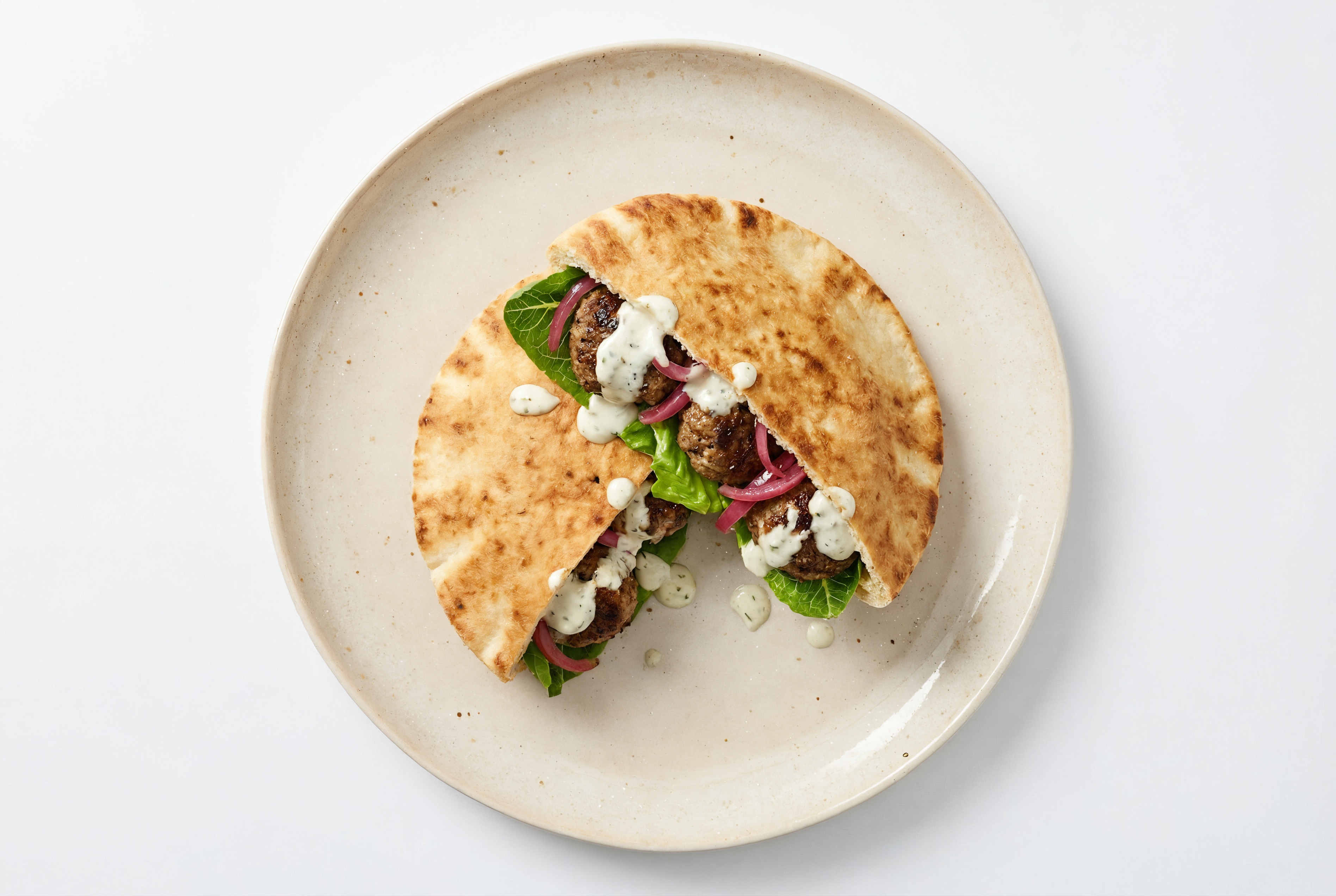 Garlicky Beef Kofta Whole Grain Pita Pockets
