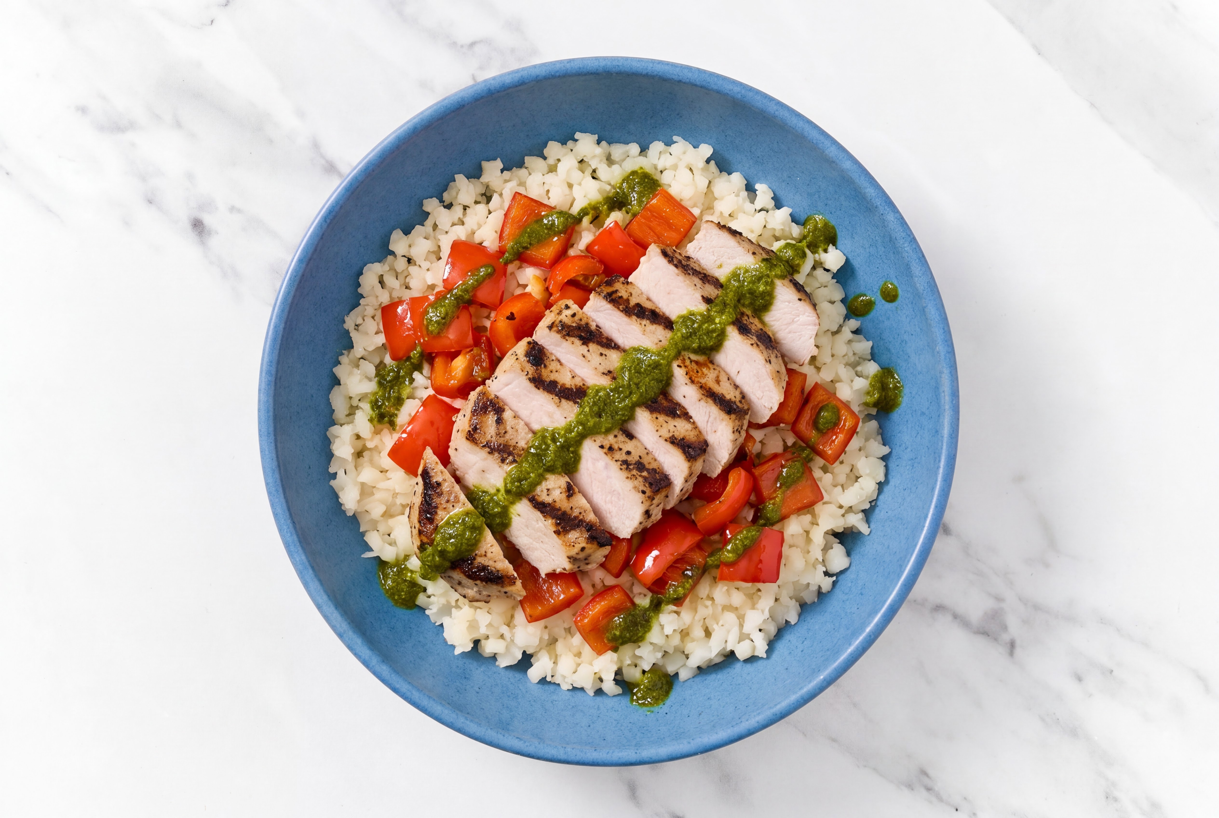 Grilled Pork Chop + Zhoug Cauliflower Rice Bowl