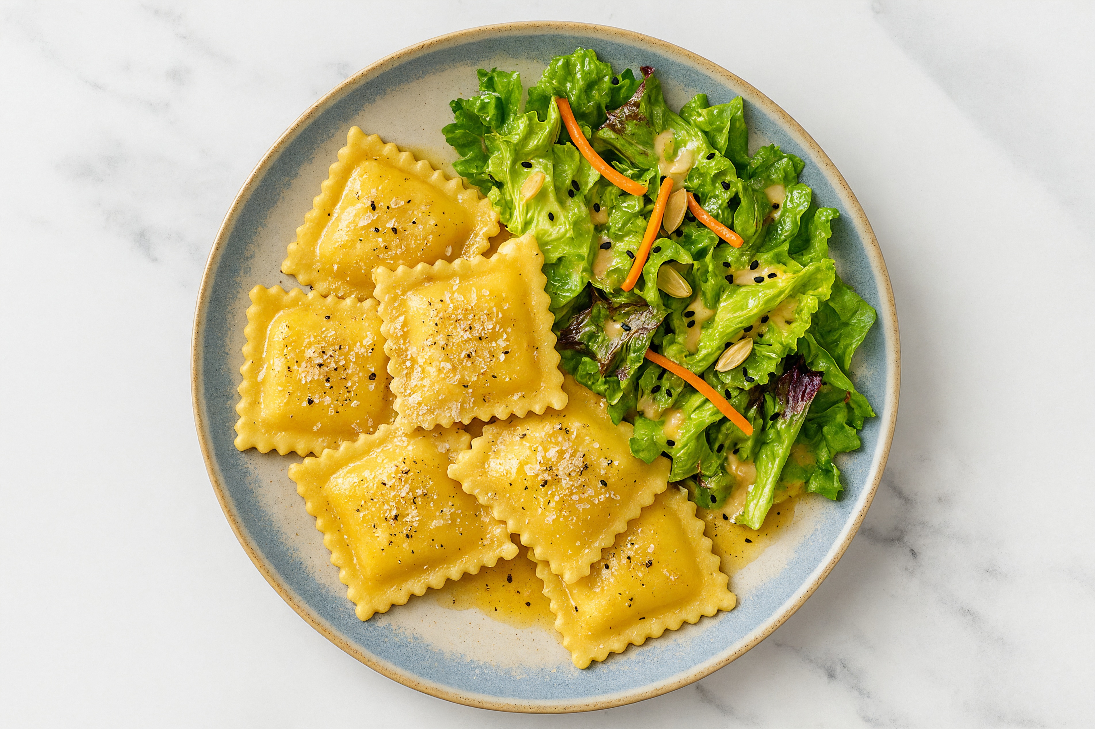 Herby Butternut Ravioli with Brown Melt Organic Cold-Pressed Plant Butter Sauce