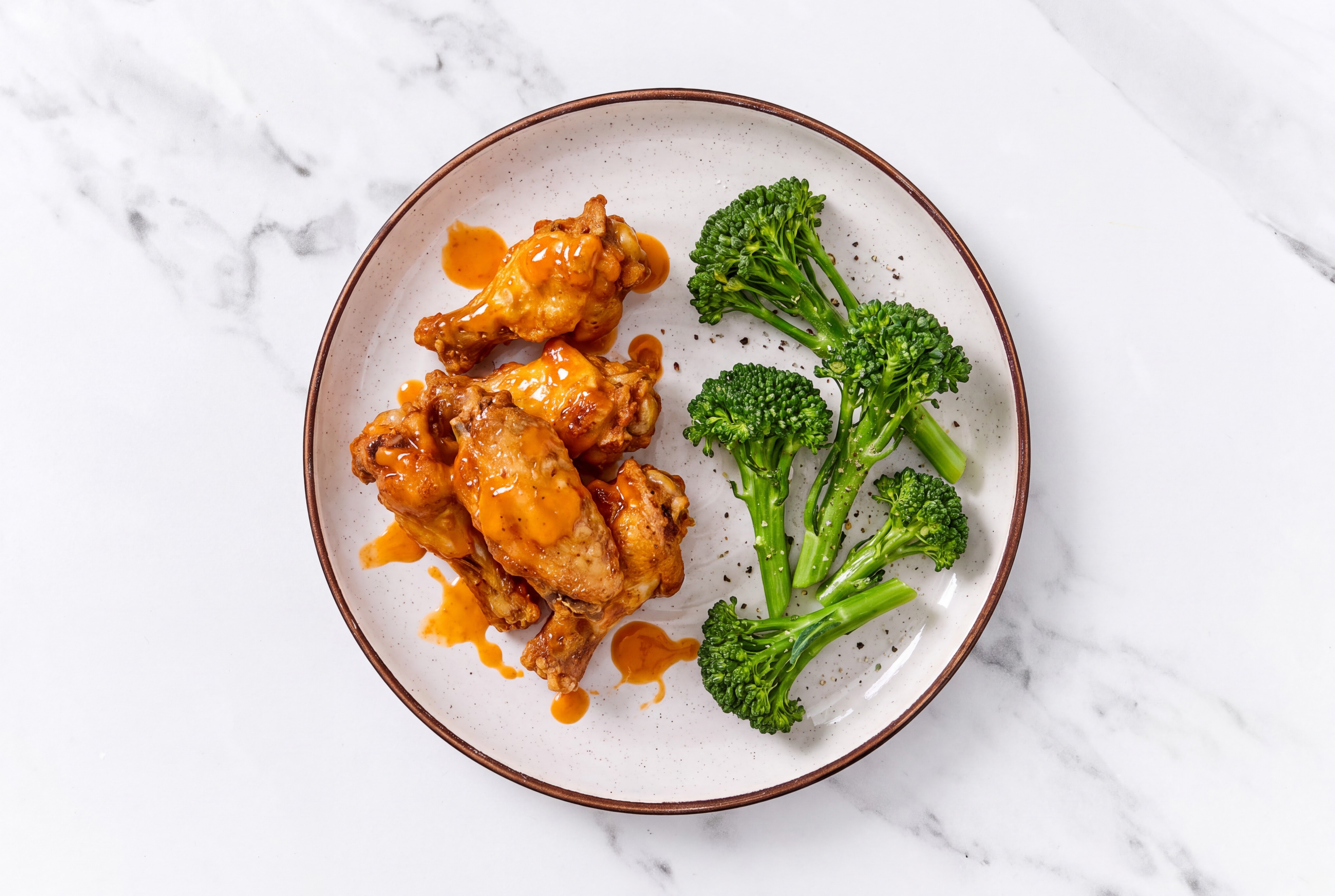 Dill Buffalo Chicken Wings + Steamed Baby Broccoli