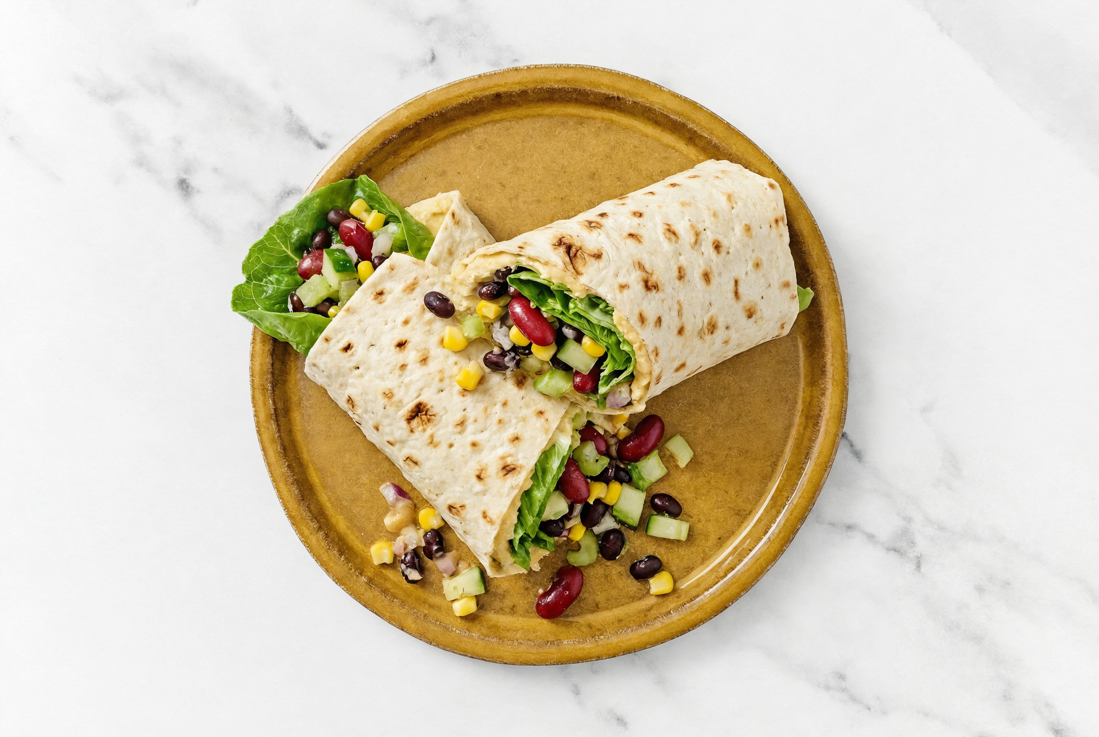 Crunch French Onion Hummus + Bean Salad Wraps