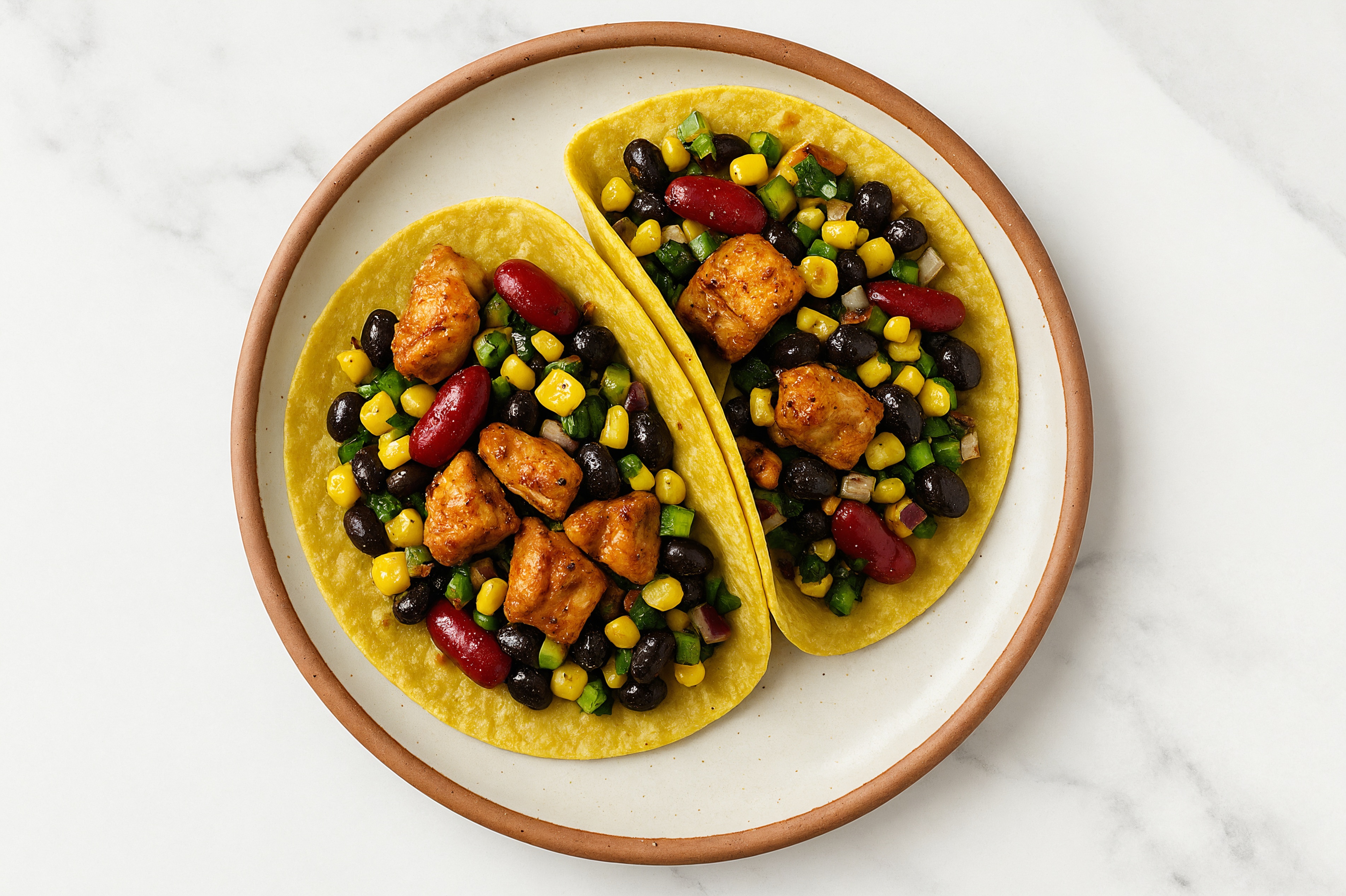 Classic Chicken + Corn Tacos with Spinach Tortilla