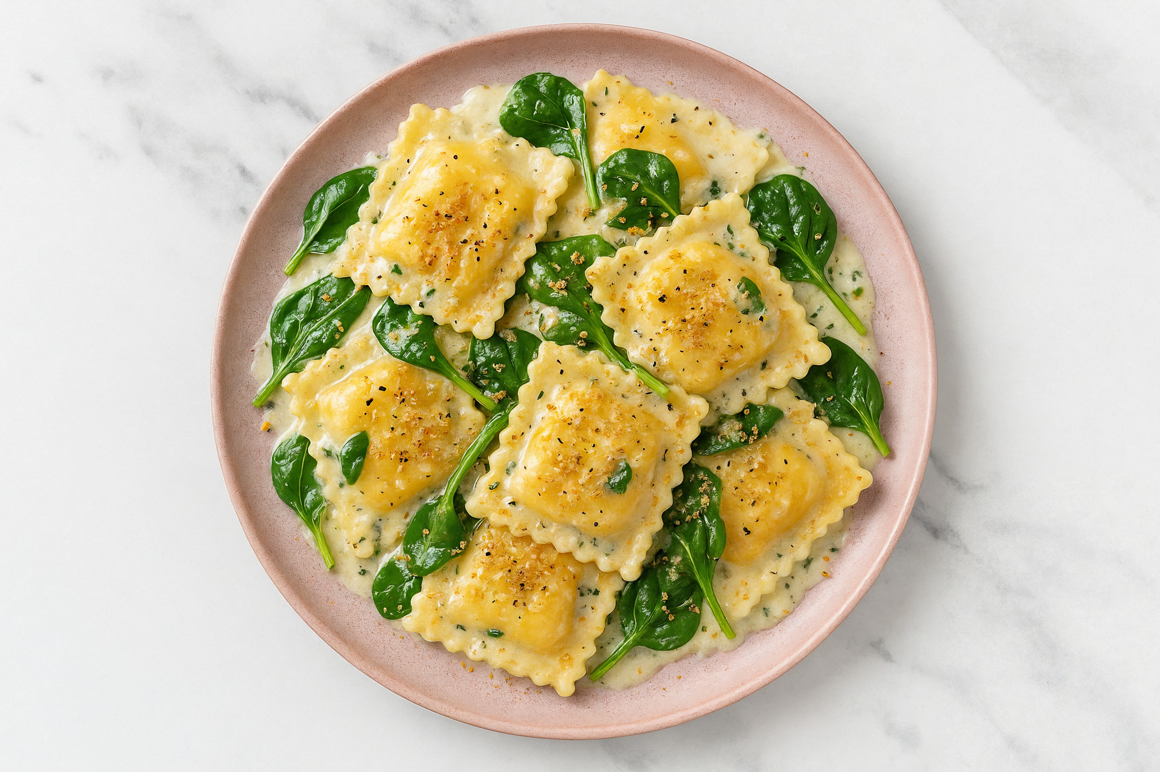 Cozy Creamed Spinach Squash Ravioli