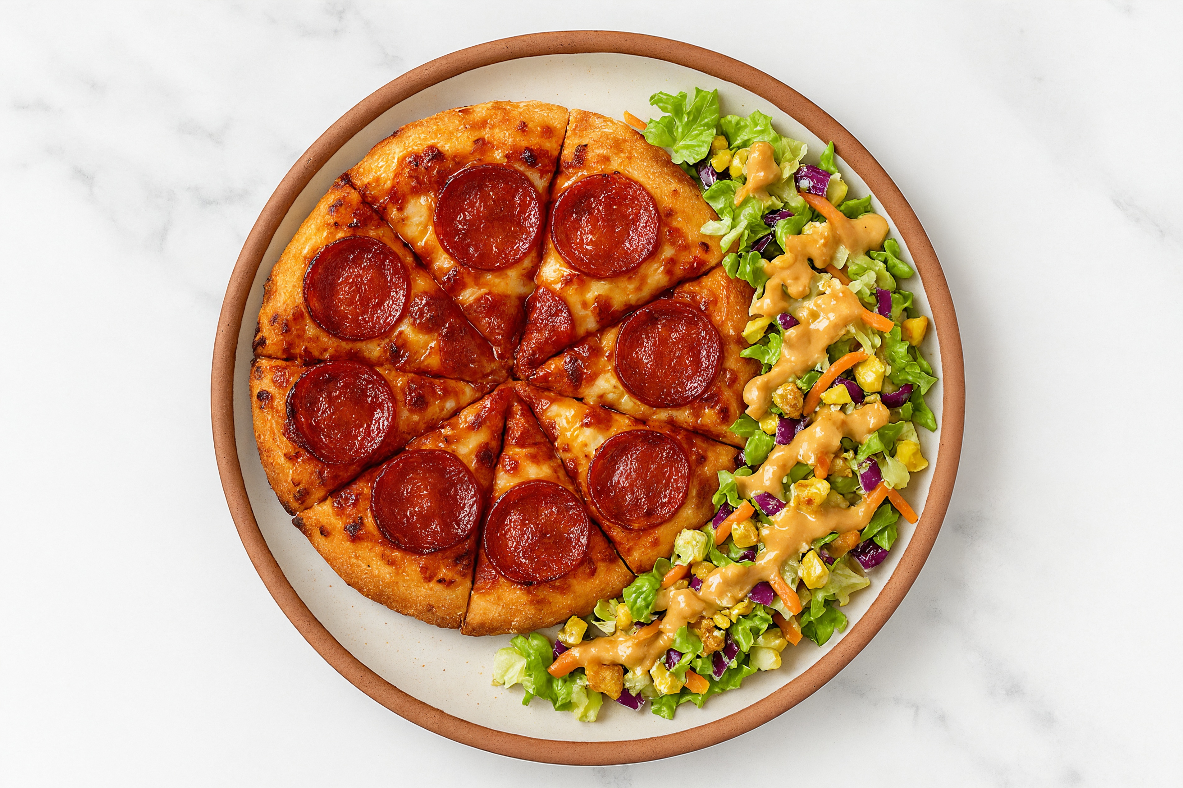 Pepperoni Pizza + Street Corn Salad