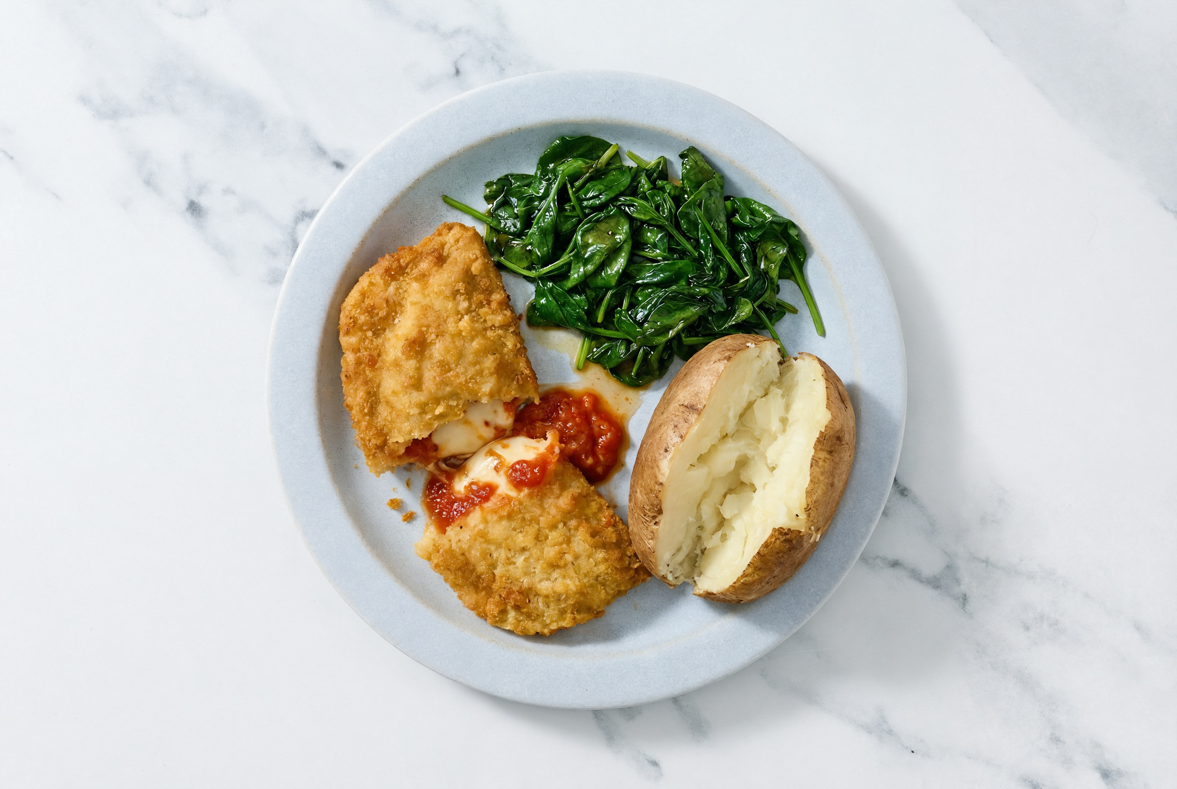 "Chicken" Parm with Baby Spinach & Russet Potato