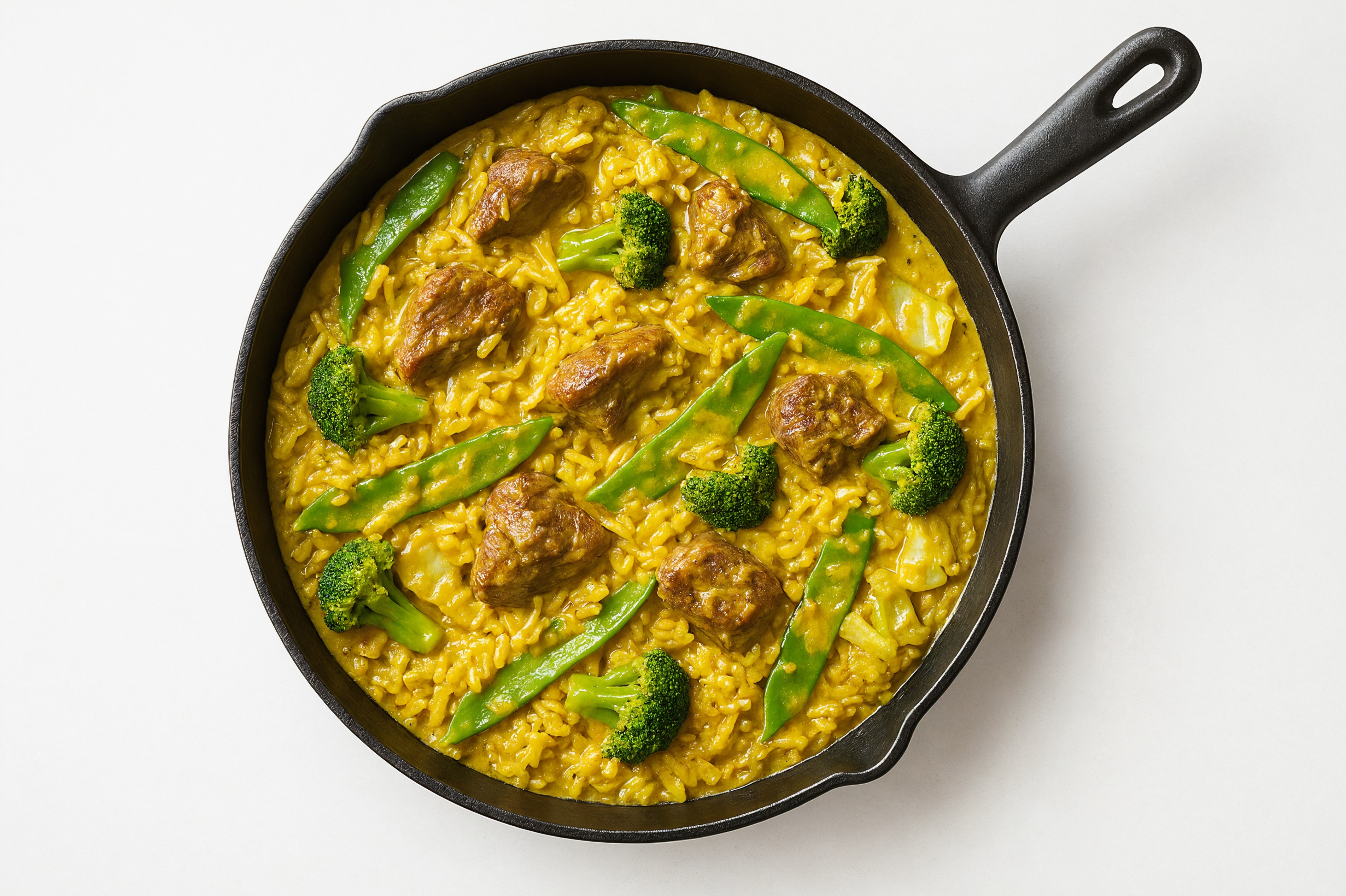 Curry Bok Choy + Lamb Stir-Fry with Seasoned Jasmine Rice