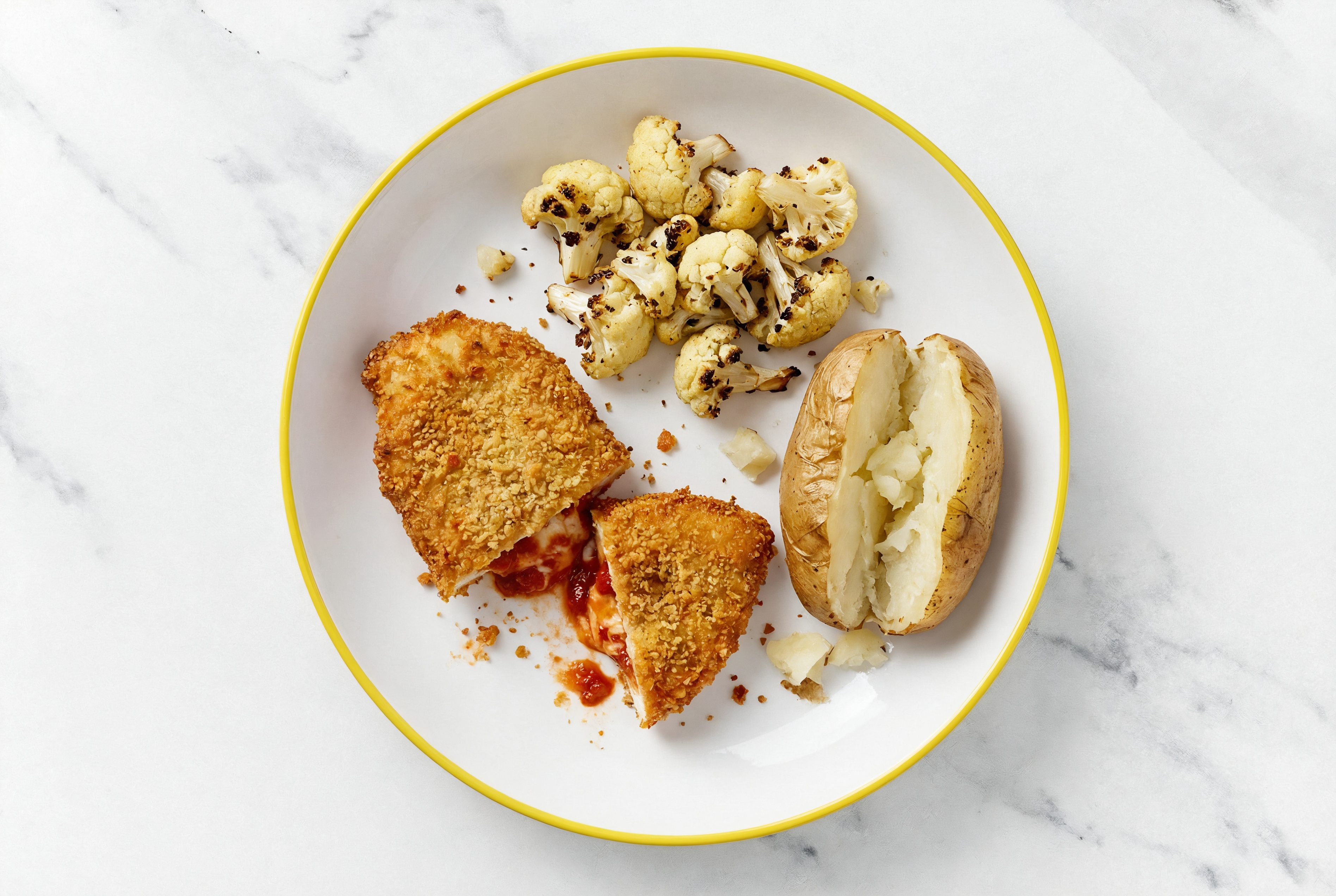 "Chicken" Parm with Cauliflower Florets & Russet Potato