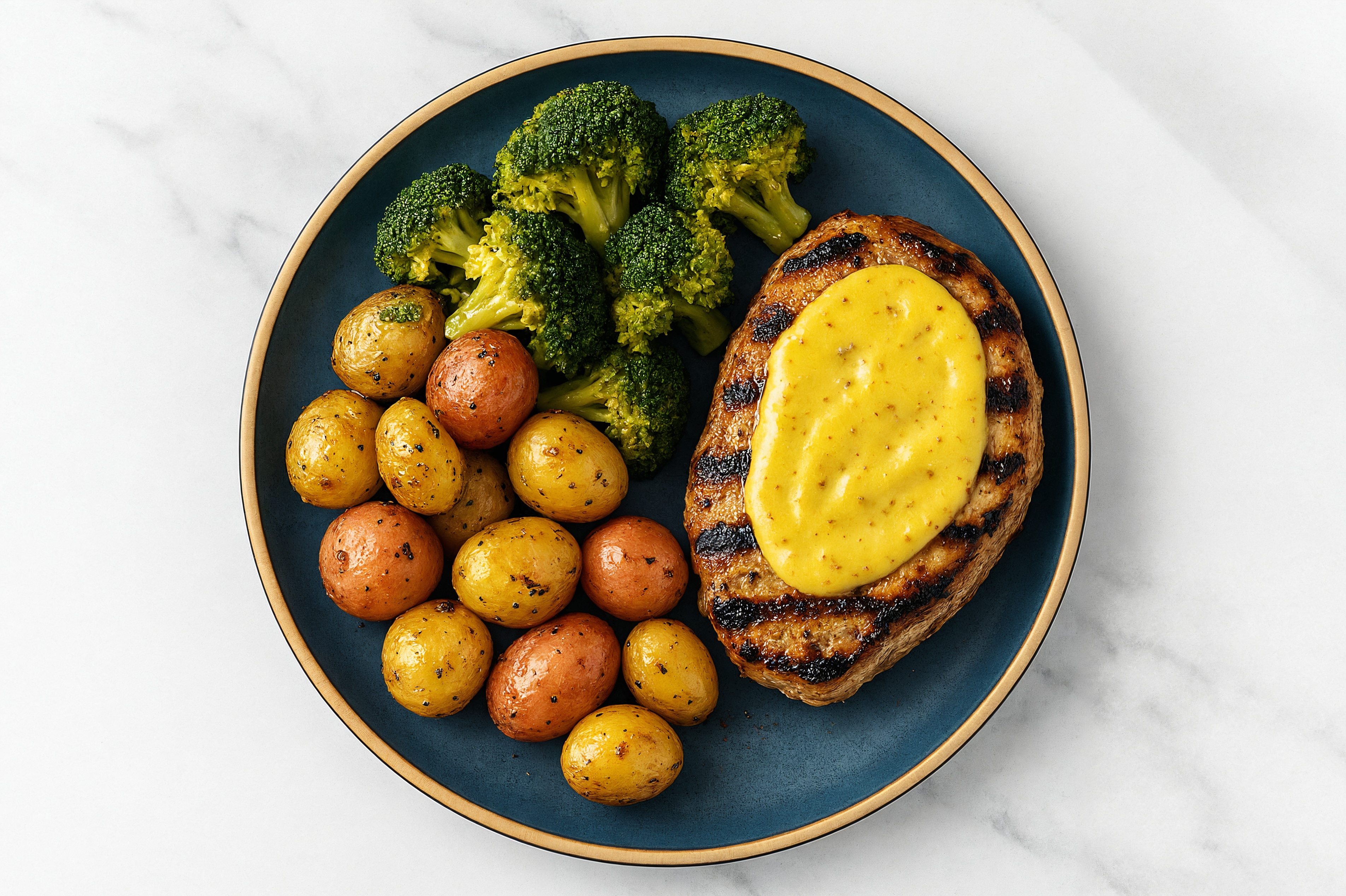 Hearty Honey Mustard Grilled Boneless Pork Chops + Creamer Potatoes