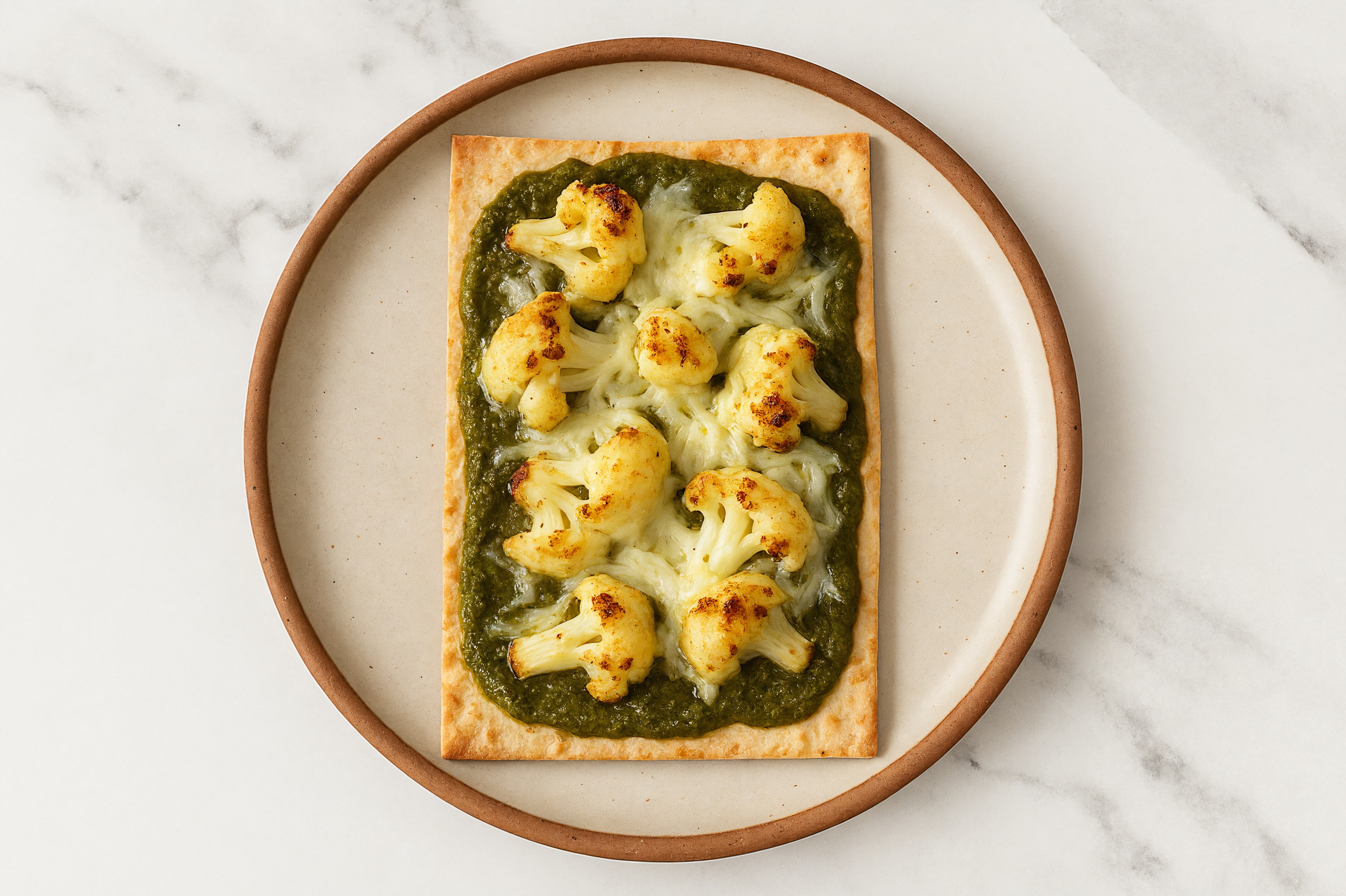 Cauliflower Florets Saag Flatbread