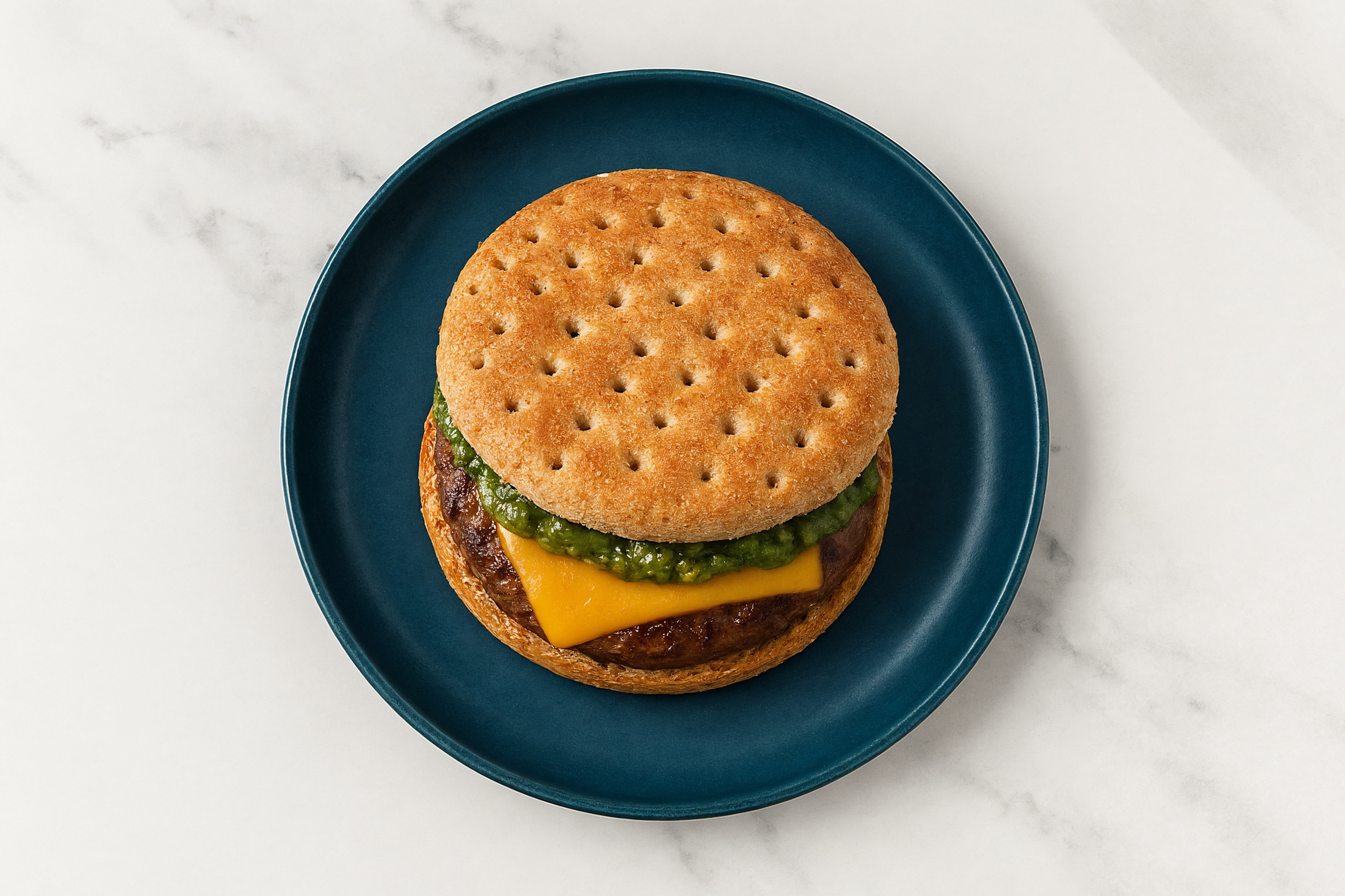 Lamb Burger on Multigrain with Spinach Pesto & Cheddar