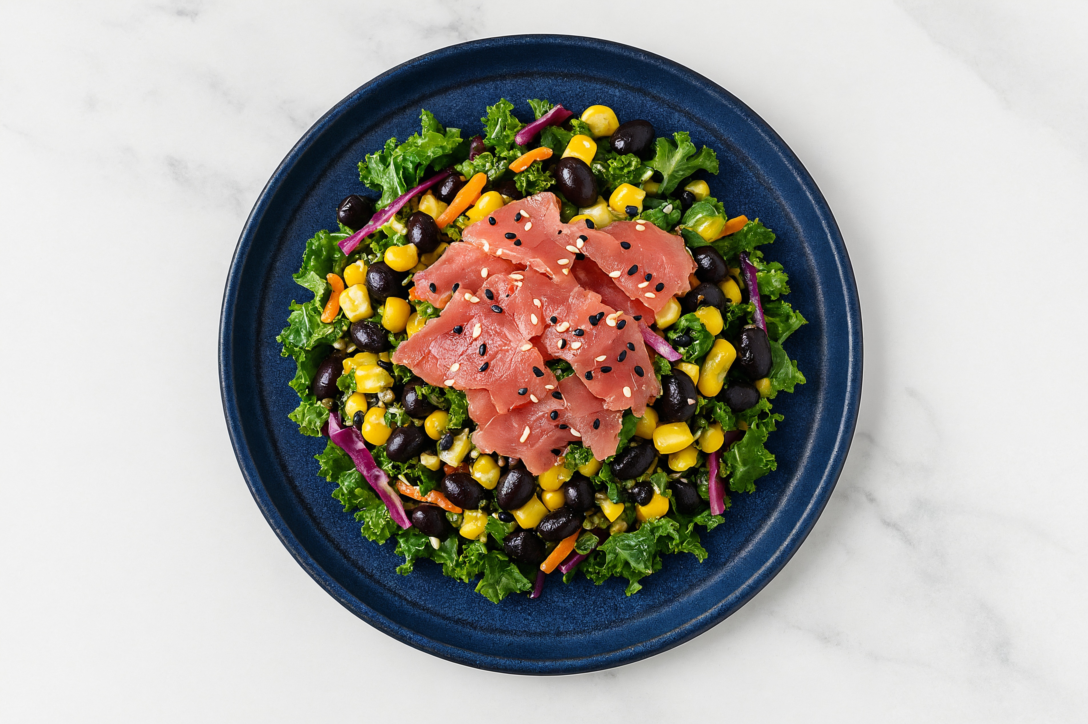 Caesar Kale Salad with Smoked Tuna & Black Beans