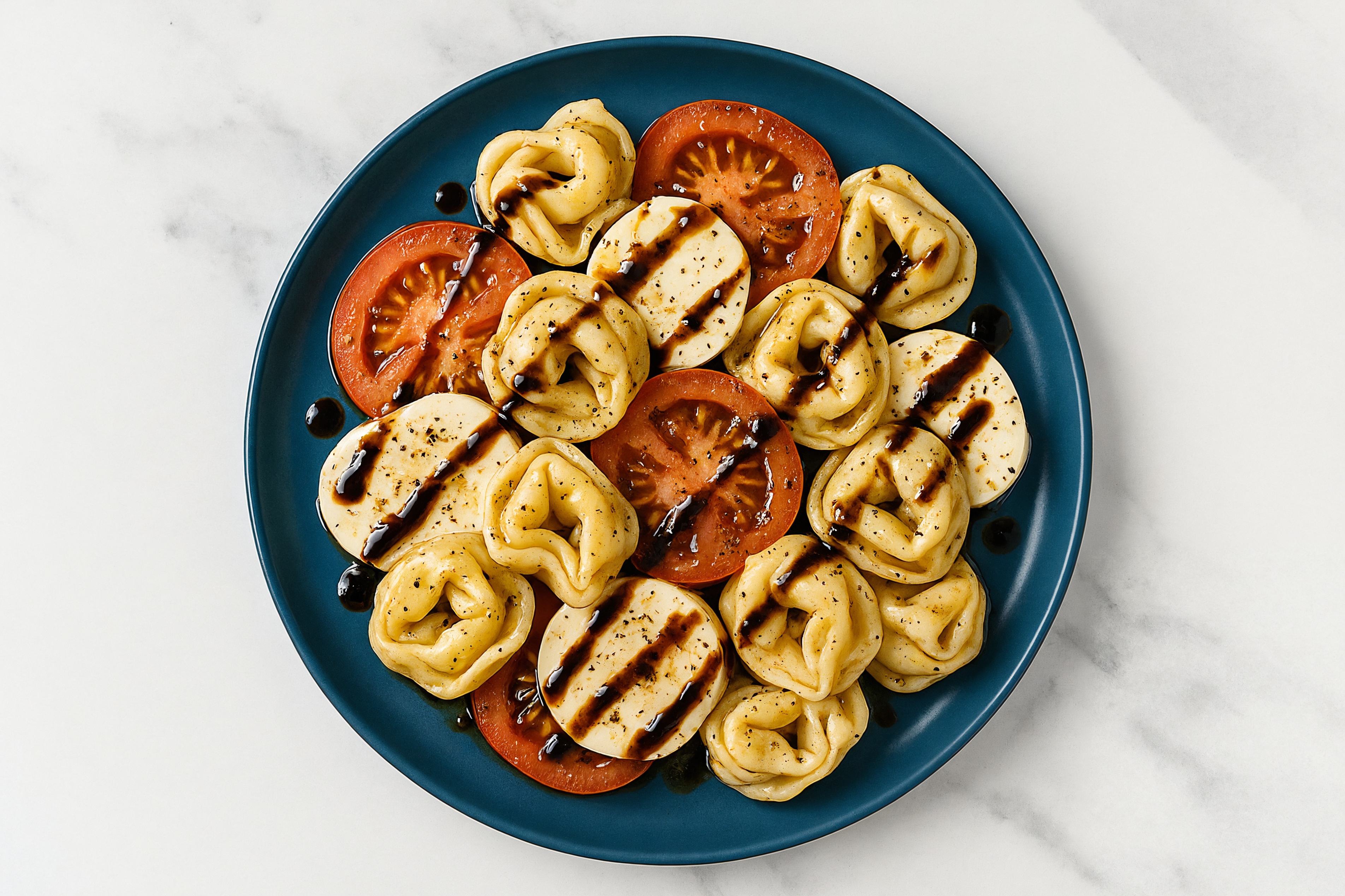 Tortelloni Caprese with Mozzarella Ball