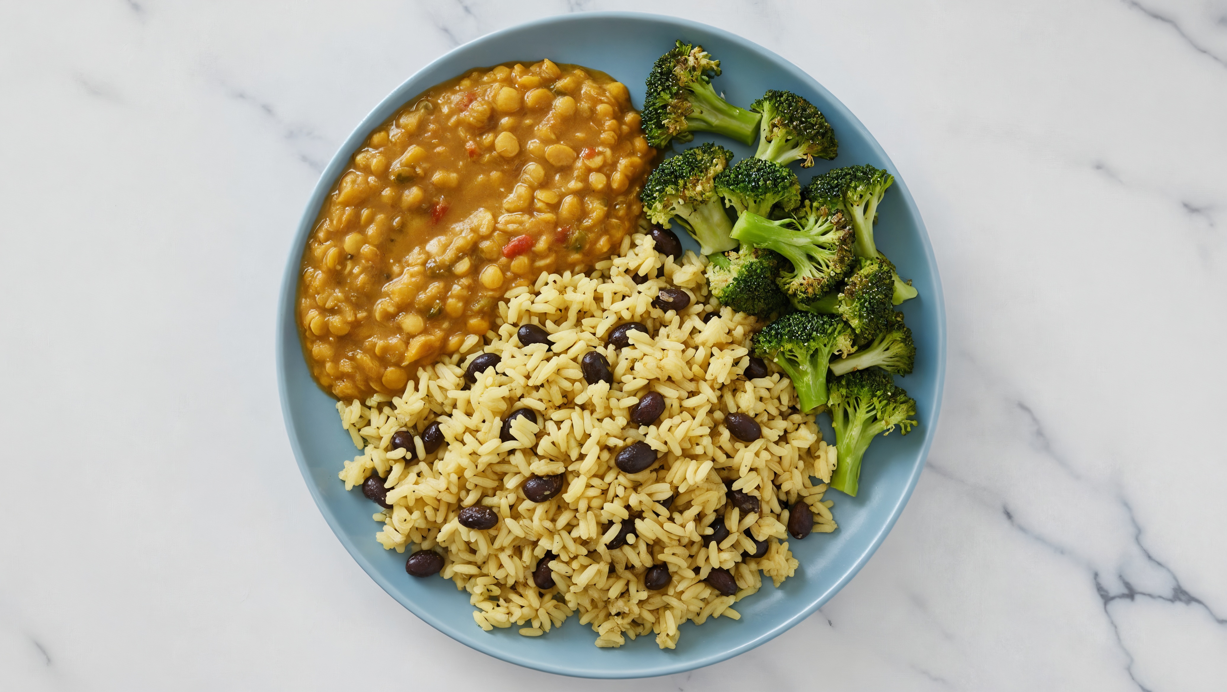  Broccoli Yellow Lentil Dal Bowl over  Rice with Beans
