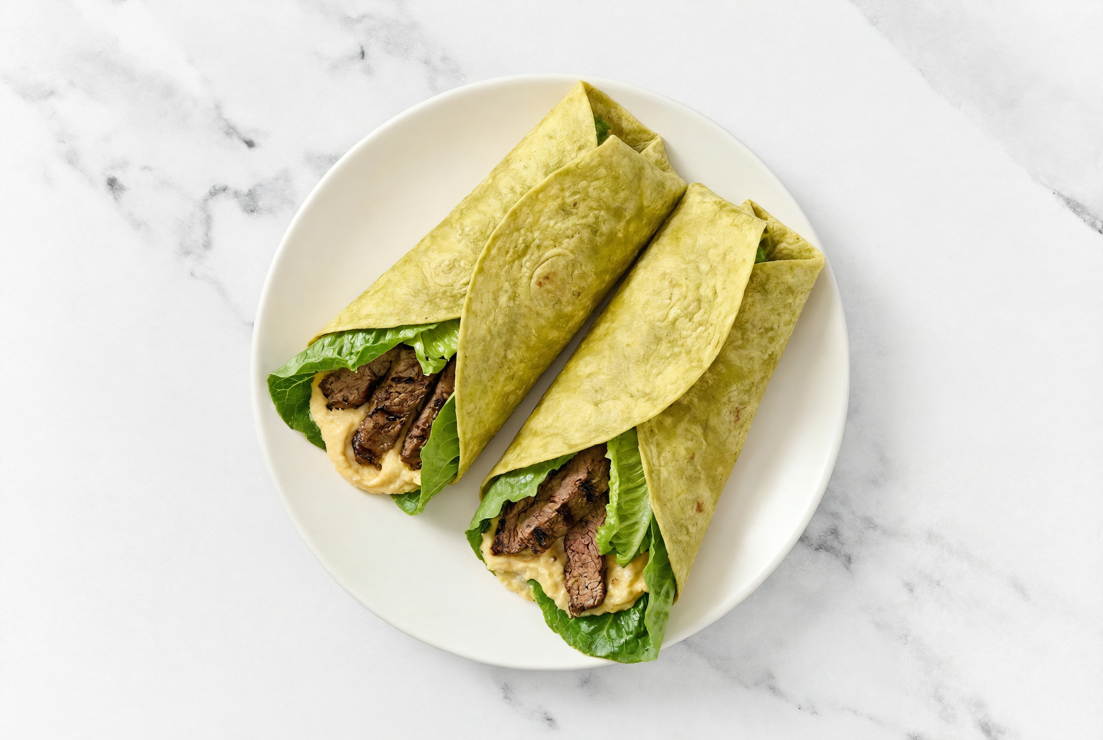 Barbacoa Beef + Lemony French Onion Hummus Wrap