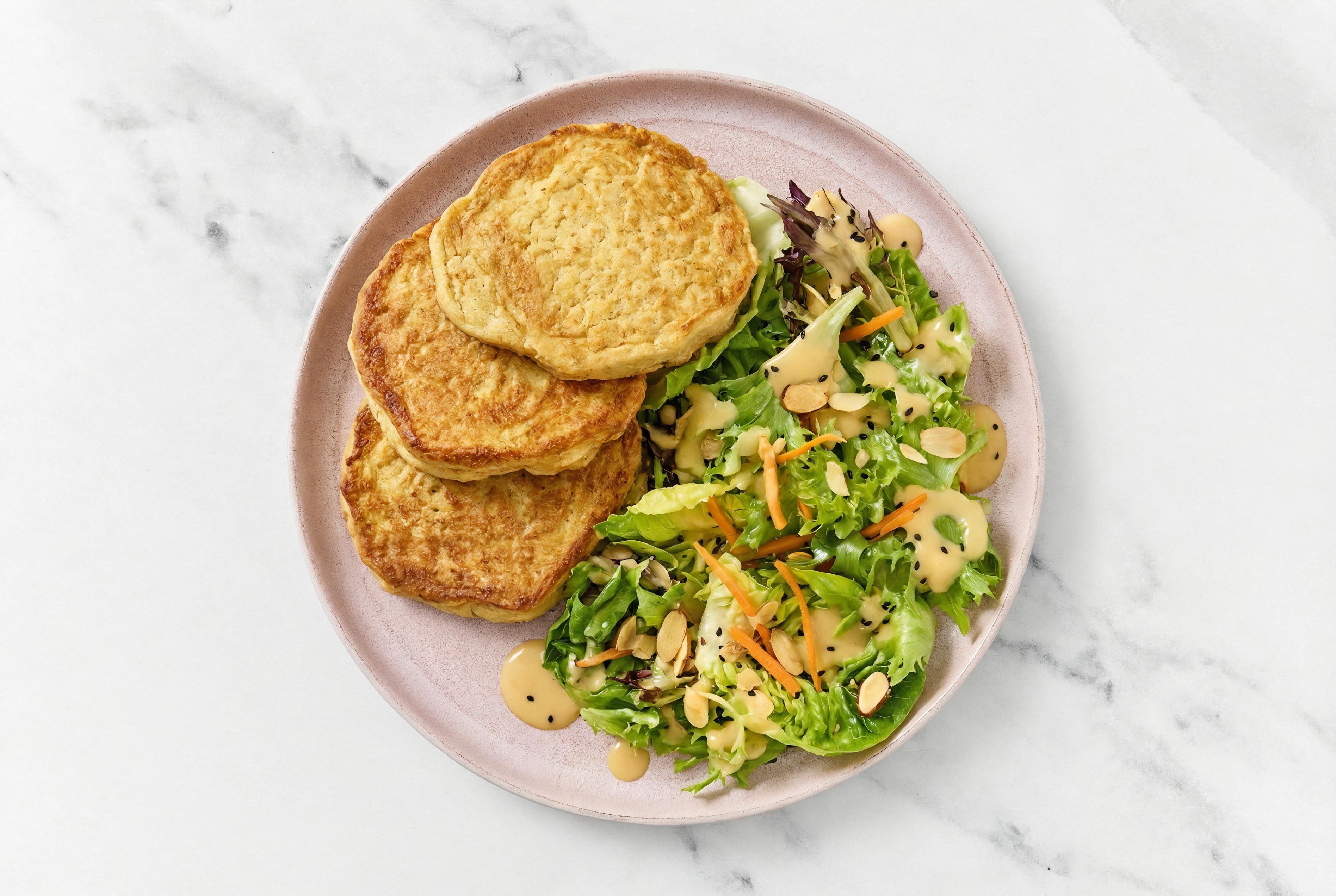 Little Gem Salad + Couscous Cakes with Liquid Egg Whites