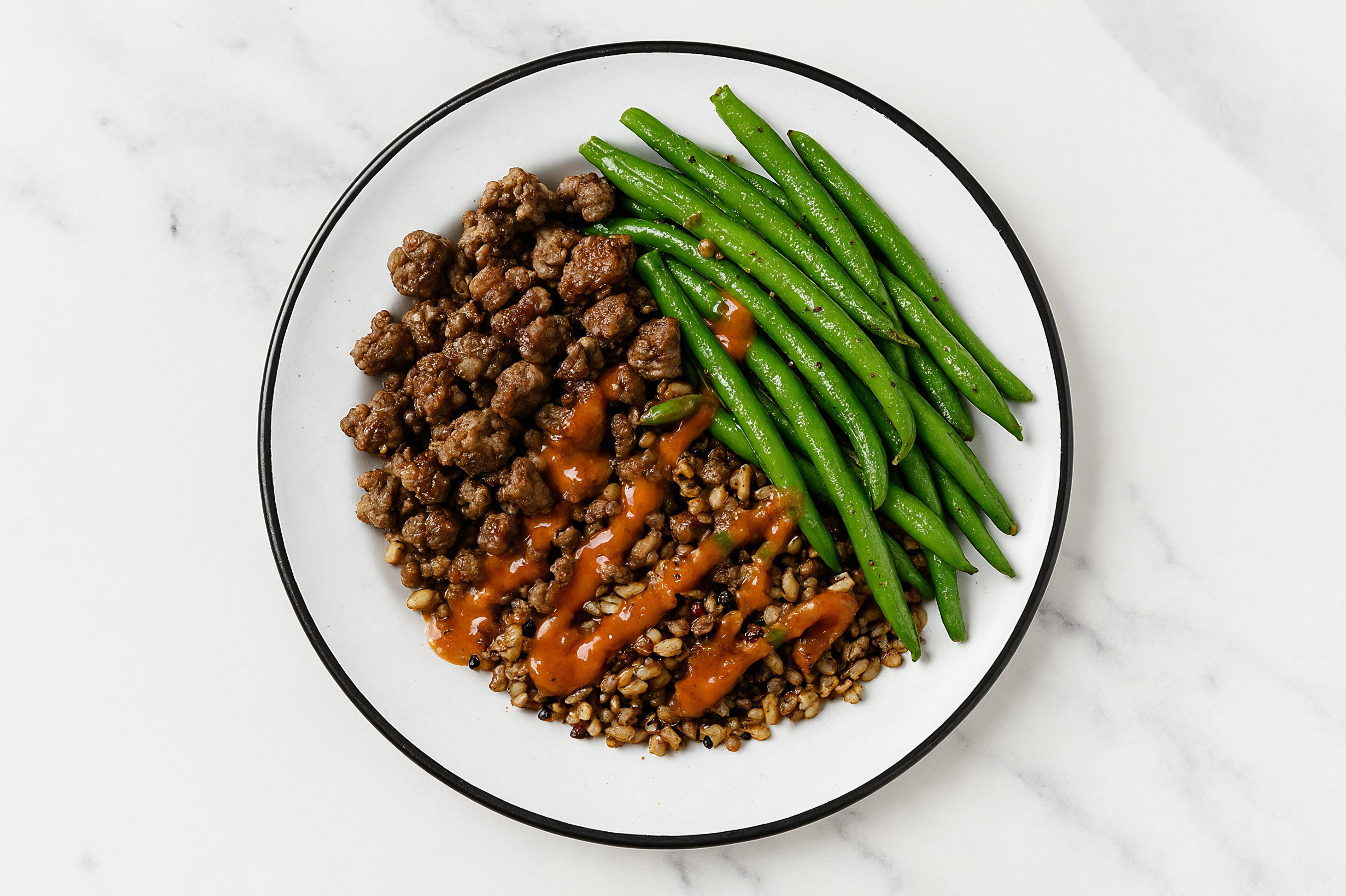 Ground Lamb & Green Bean Grain Bowl with Smoky Sweet Hickory