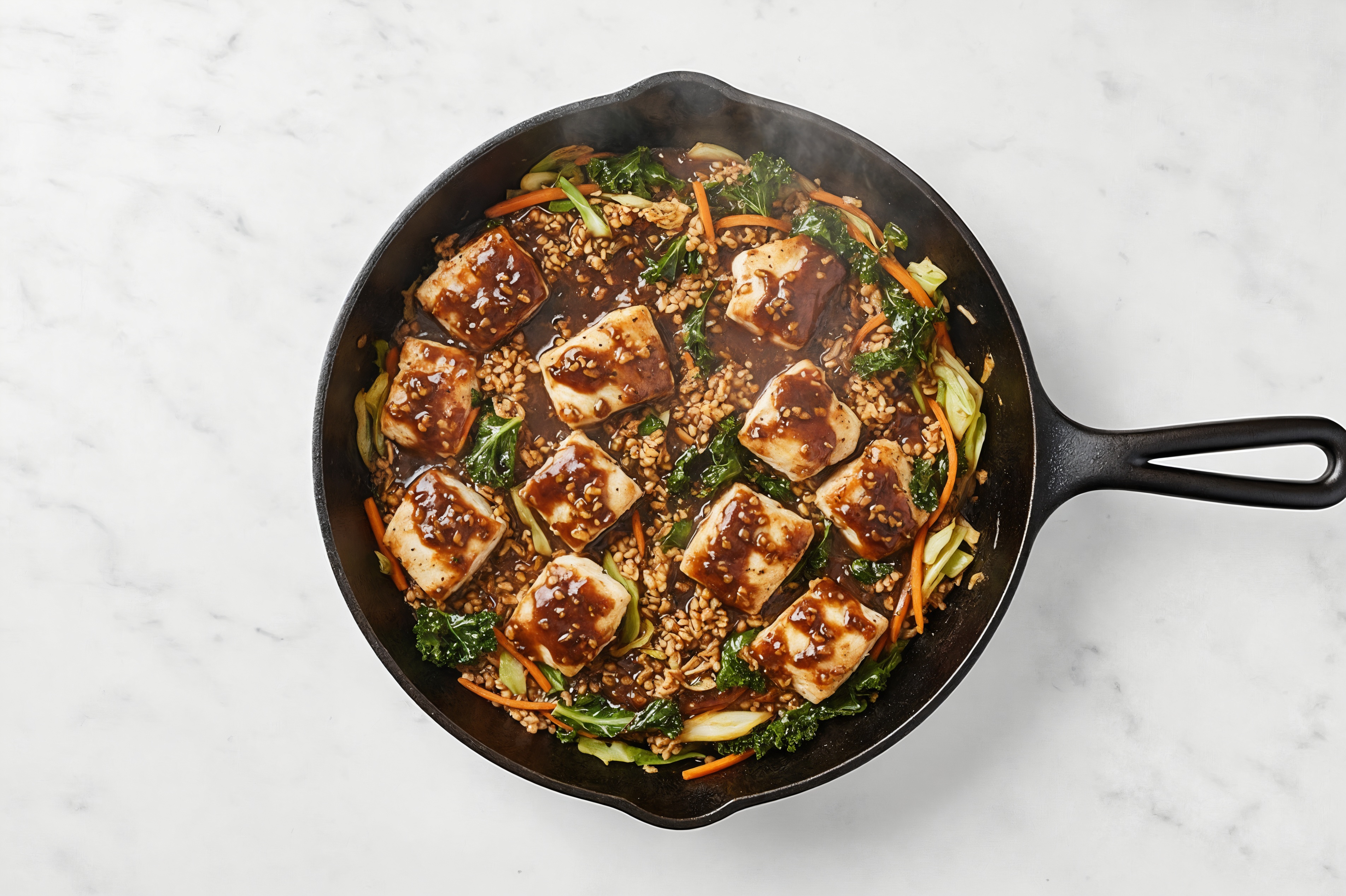 Sweet + Sour Veggie + Wild Halibut Stir-Fry with Riced Cauliflower