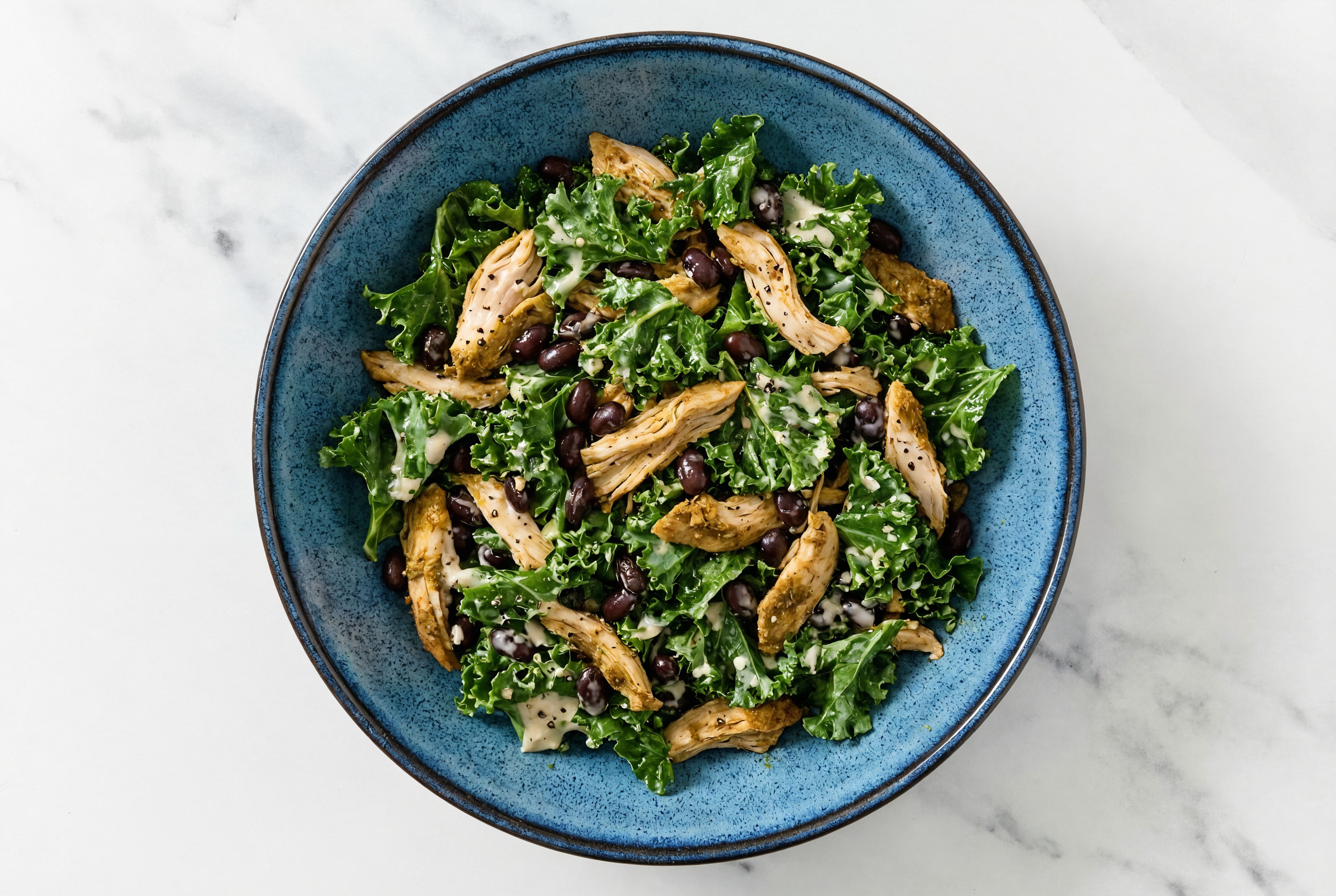 Creamy Black Bean + Chicken Kale Salad