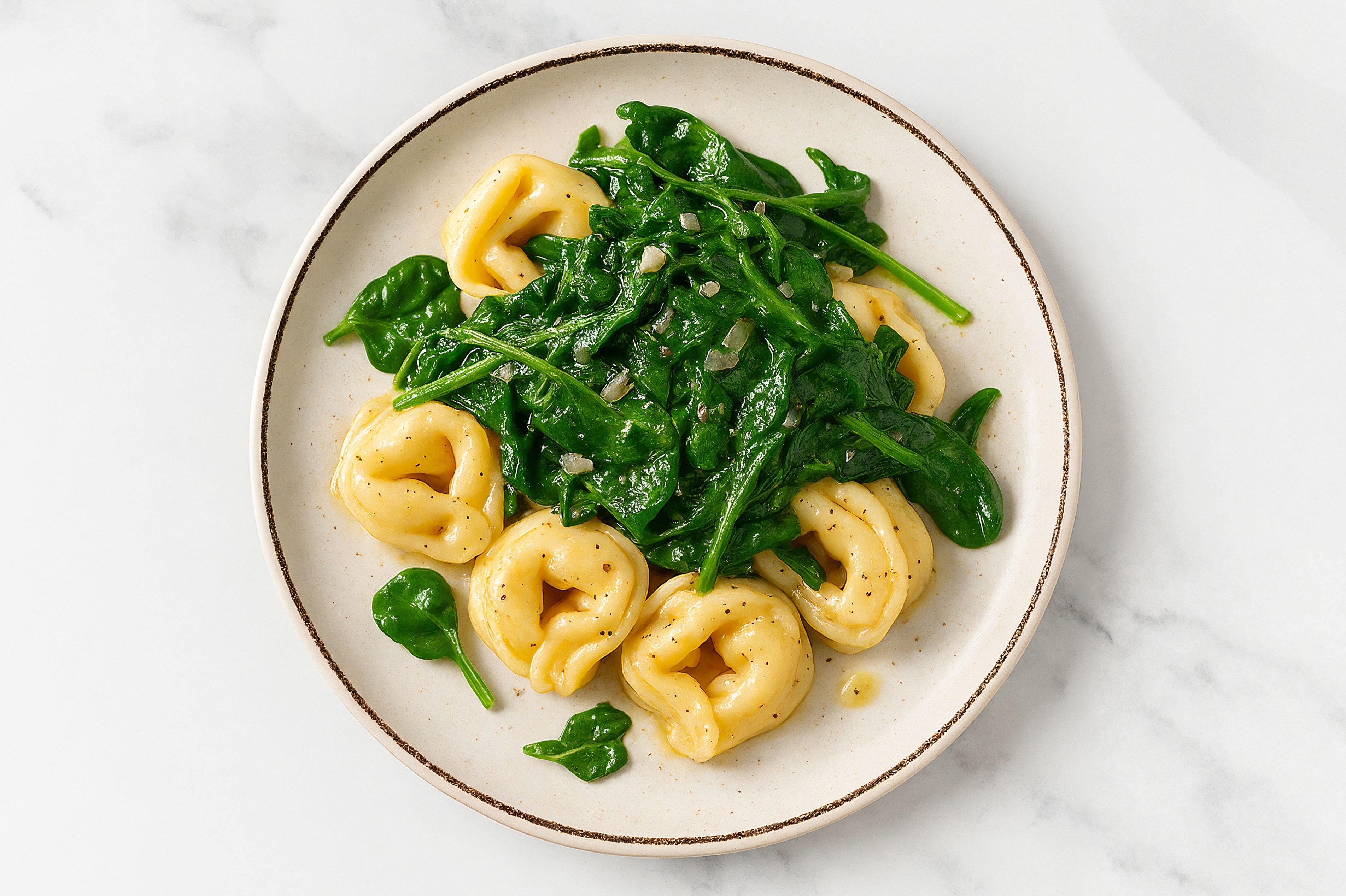 Tortelloni with Herb Butter with Baby Spinach