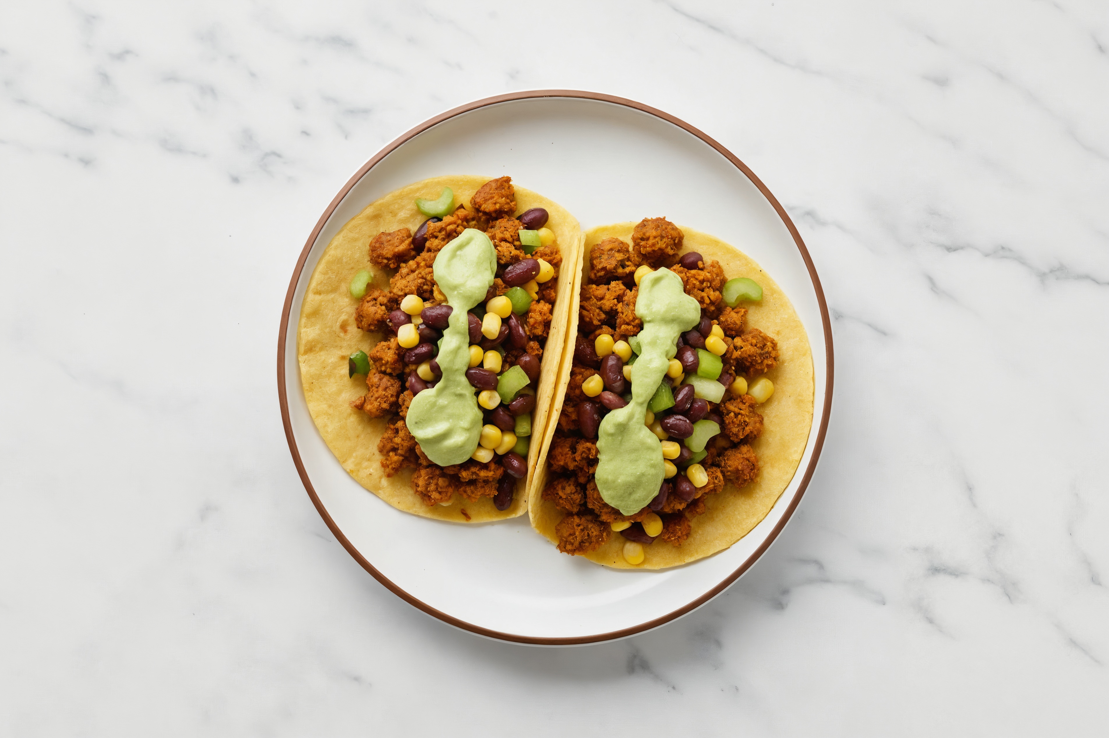 Herby Black Bean Tacos with "Chorizo" & Avocado