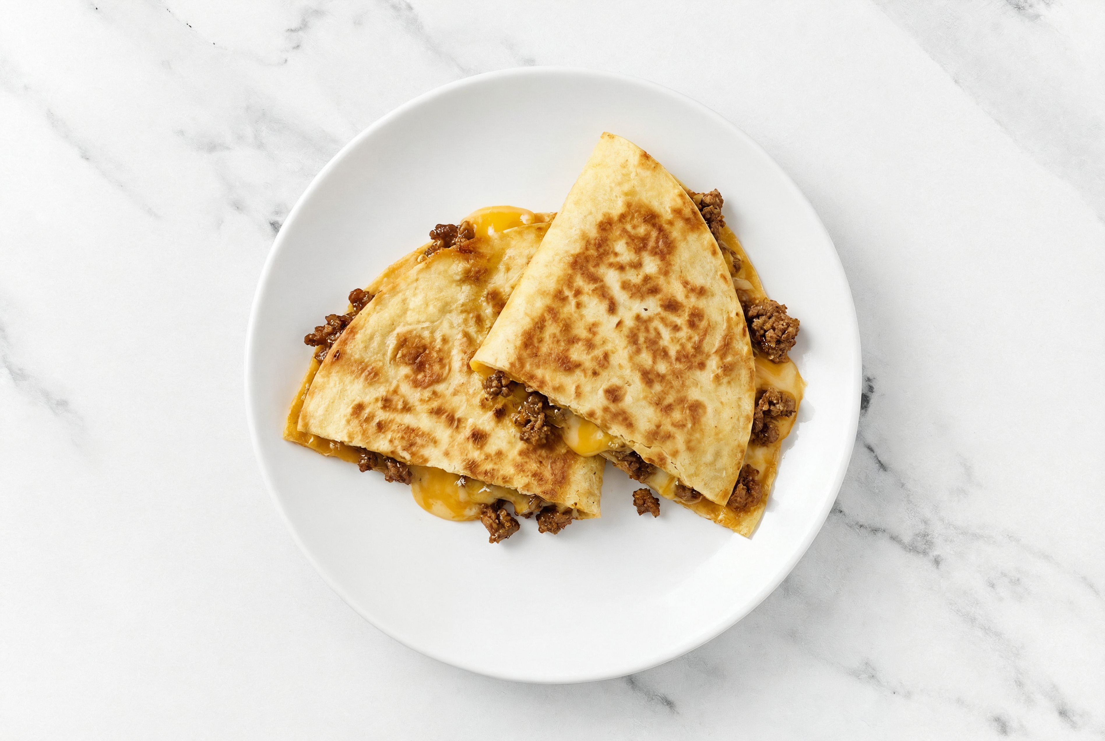 Ground Wagyu Beef Quesadilla with Shredded Sharp Cheddar Cheese