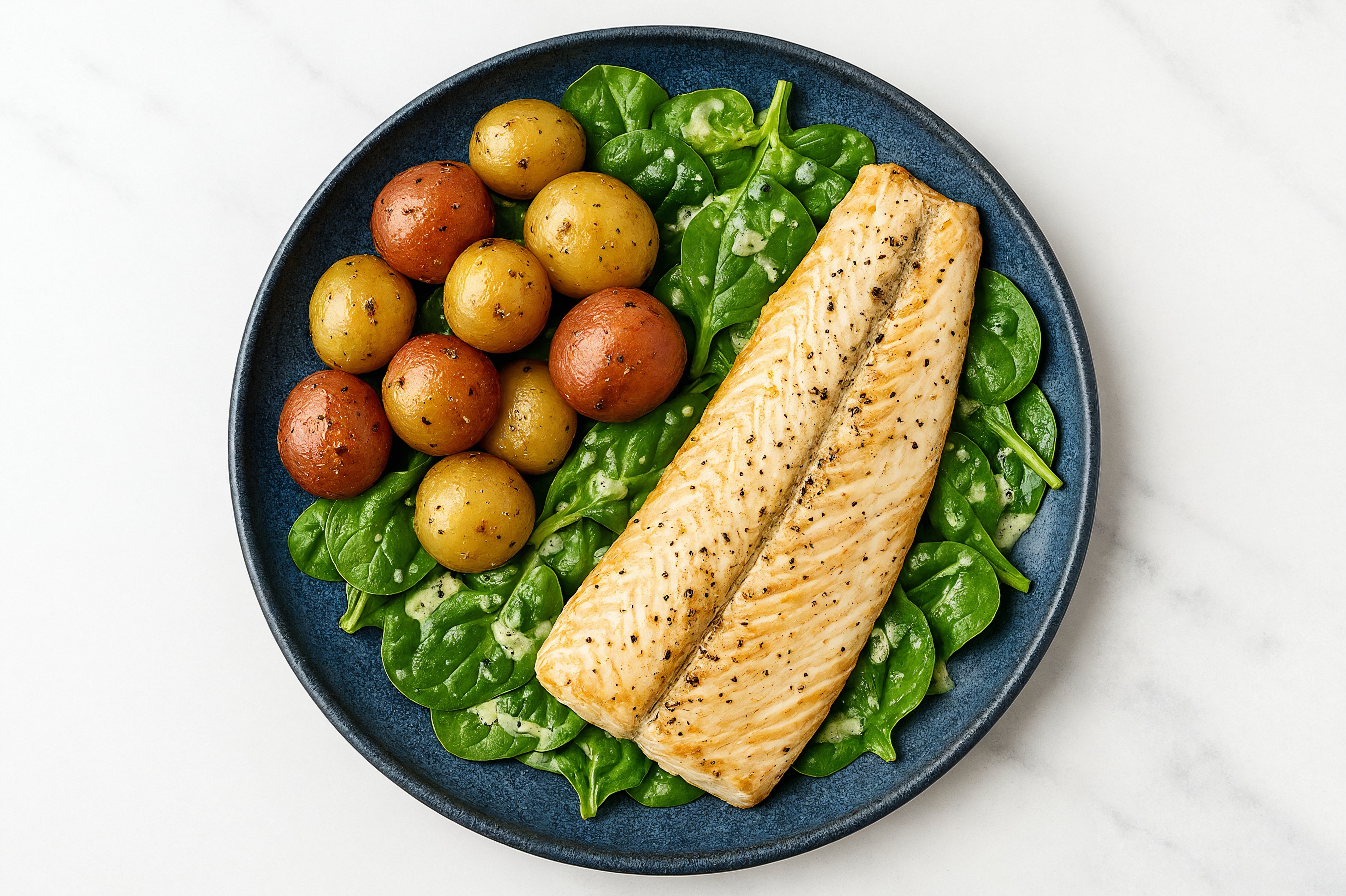 Caesar Trout Spinach Salad with Potatoes