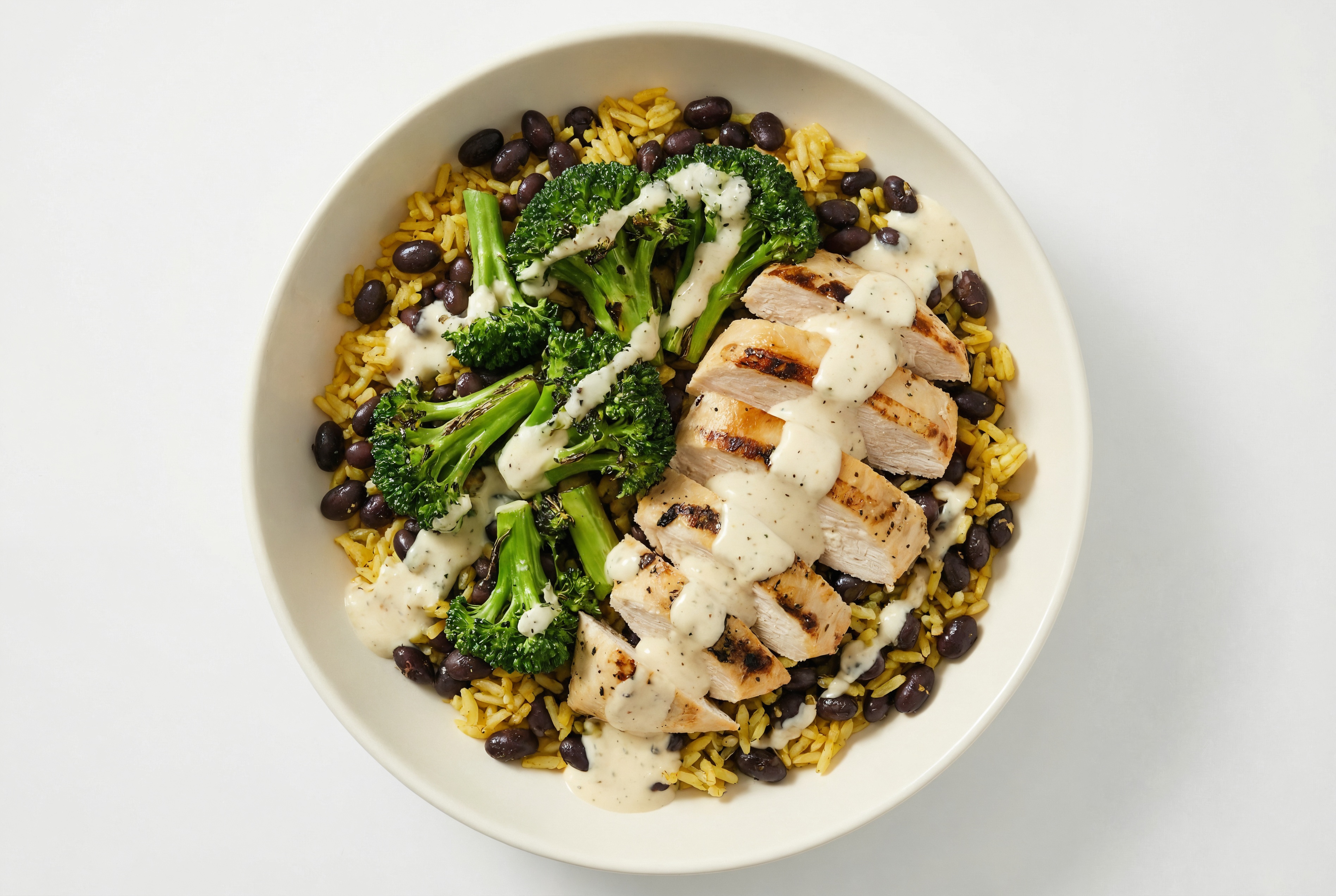 Creamy Ranch Chicken + Broccoli Rice with Beans Bowl