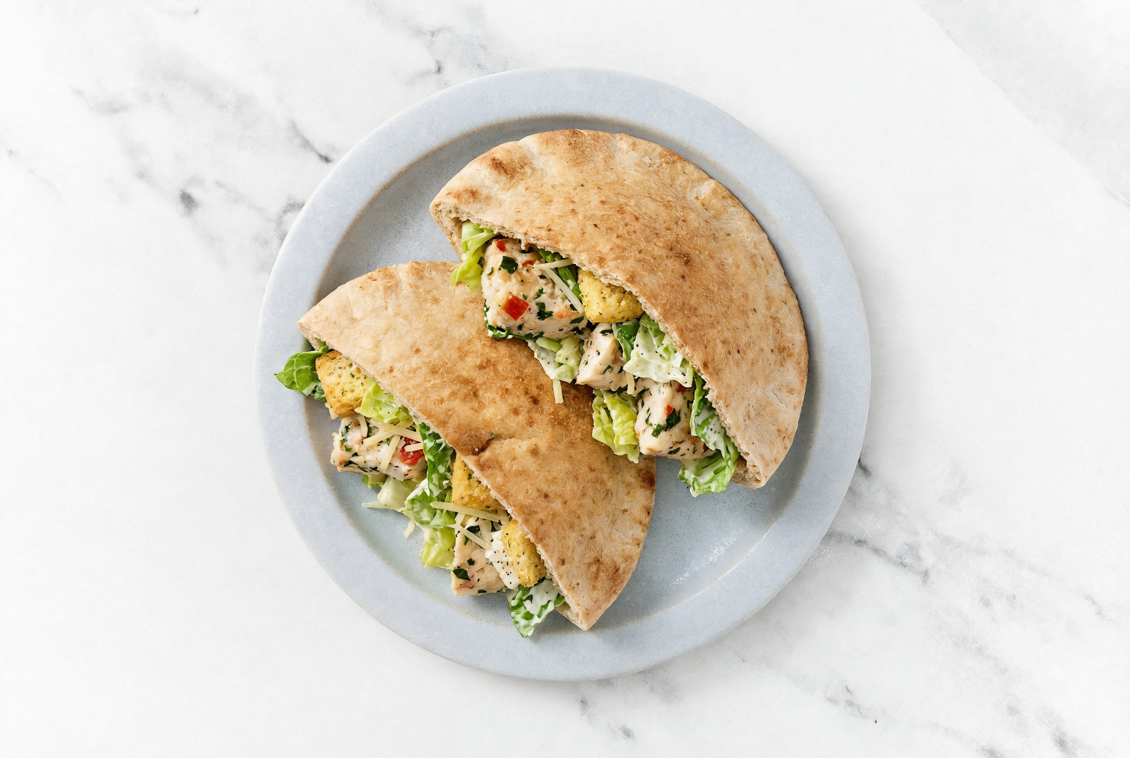 Bruschetta Chicken Caesar Burger on Whole Grain Pita Pockets