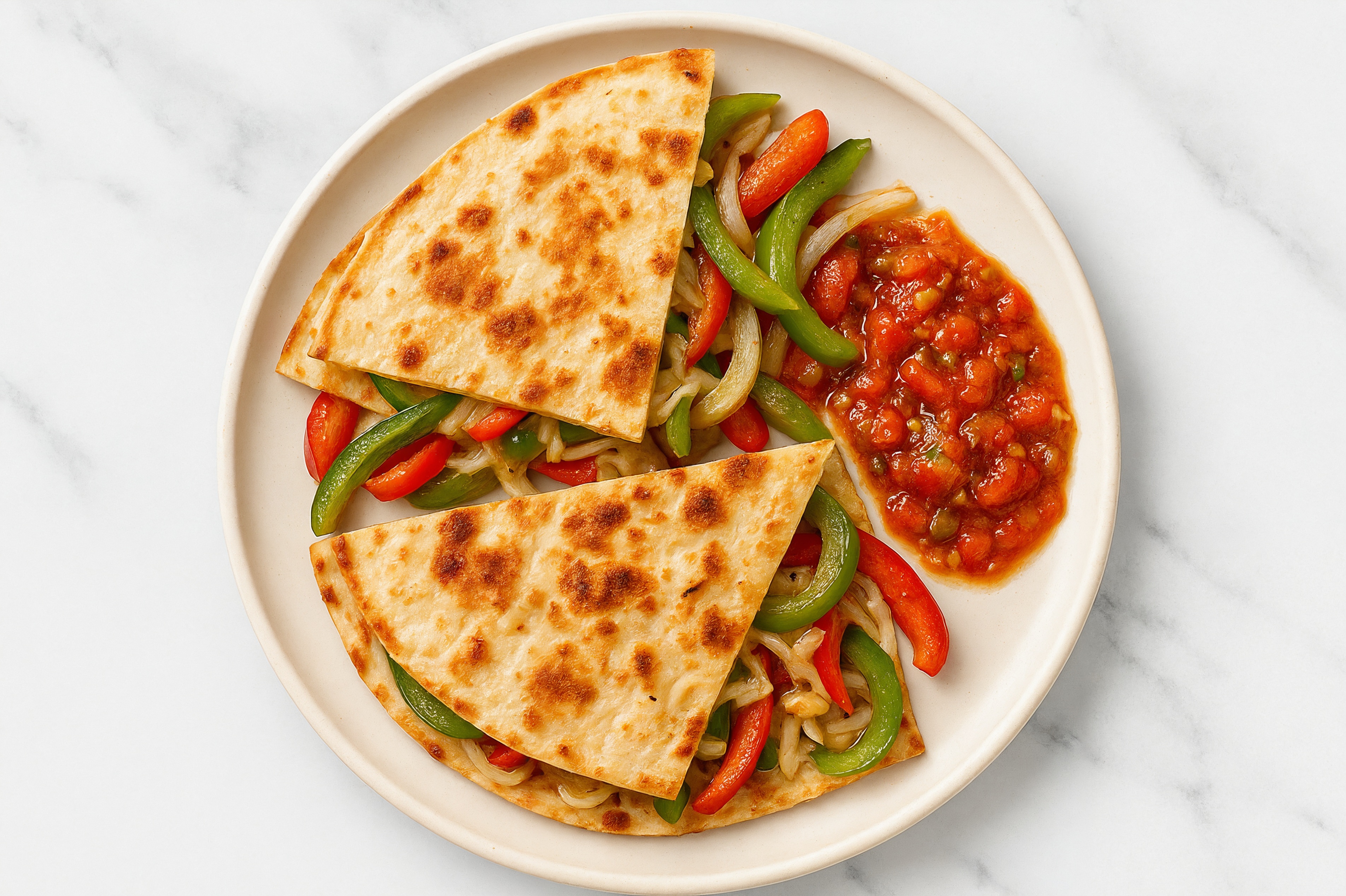 Cheeze + Veggie Quesadillas with Pico de Gallo