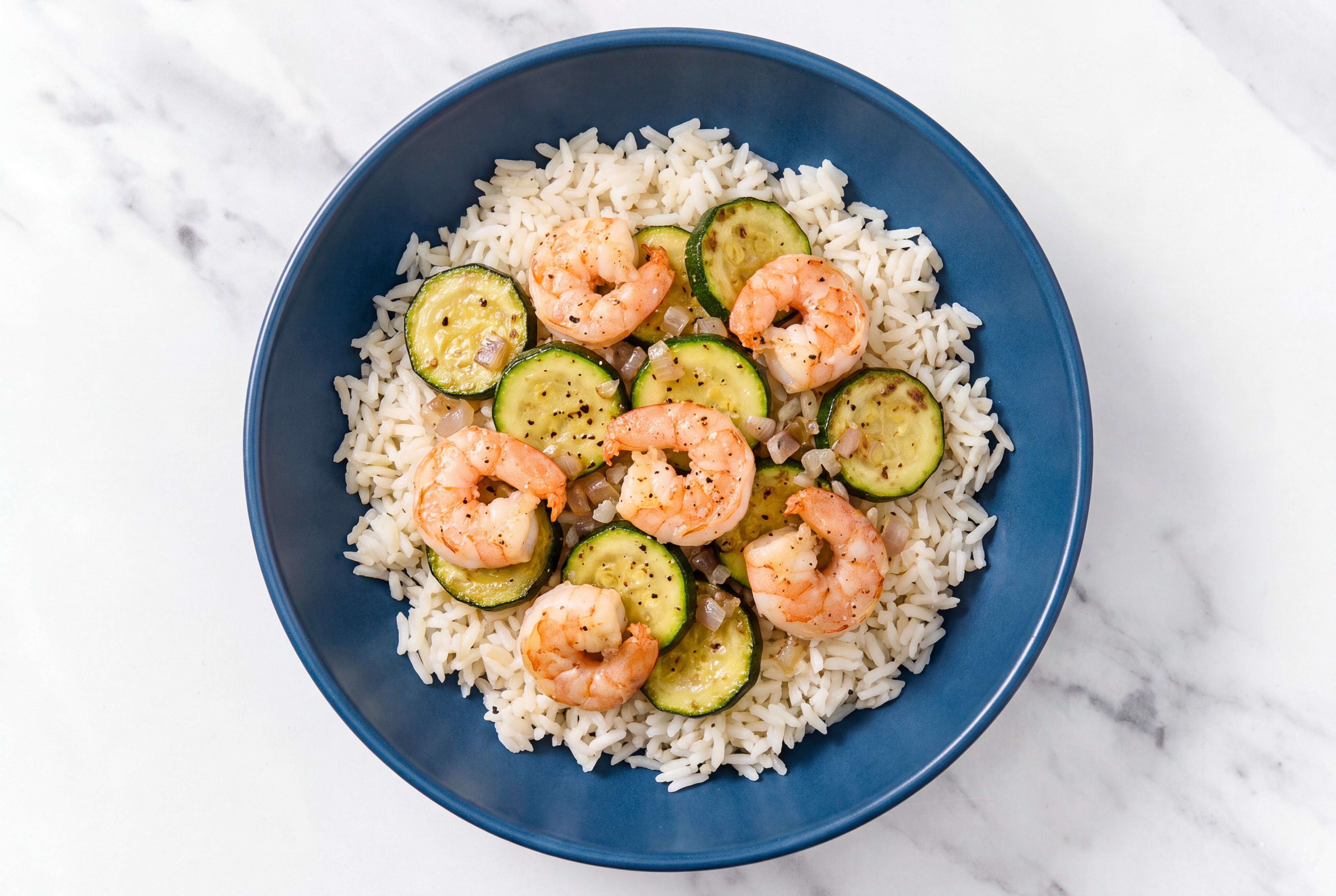 Lemony Gulf Shrimp + Zucchini White Rice Bowl