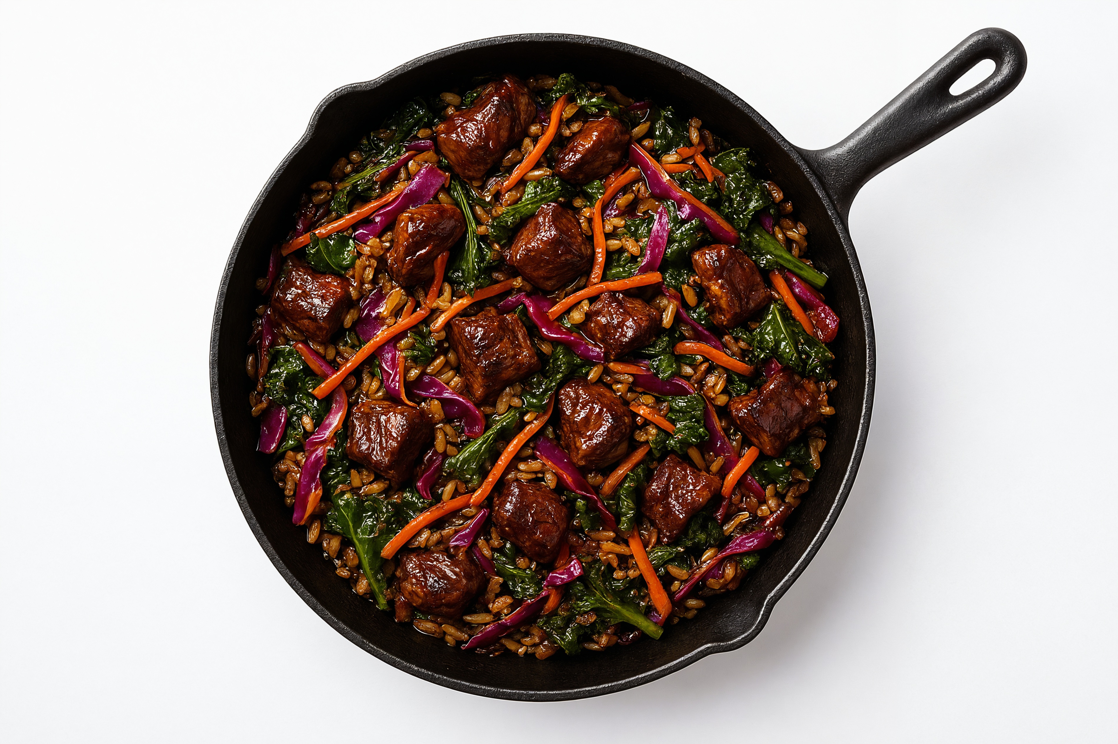 Japanese Bbq Rainbow Veggie + Bison Stir-Fry with Brown Rice
