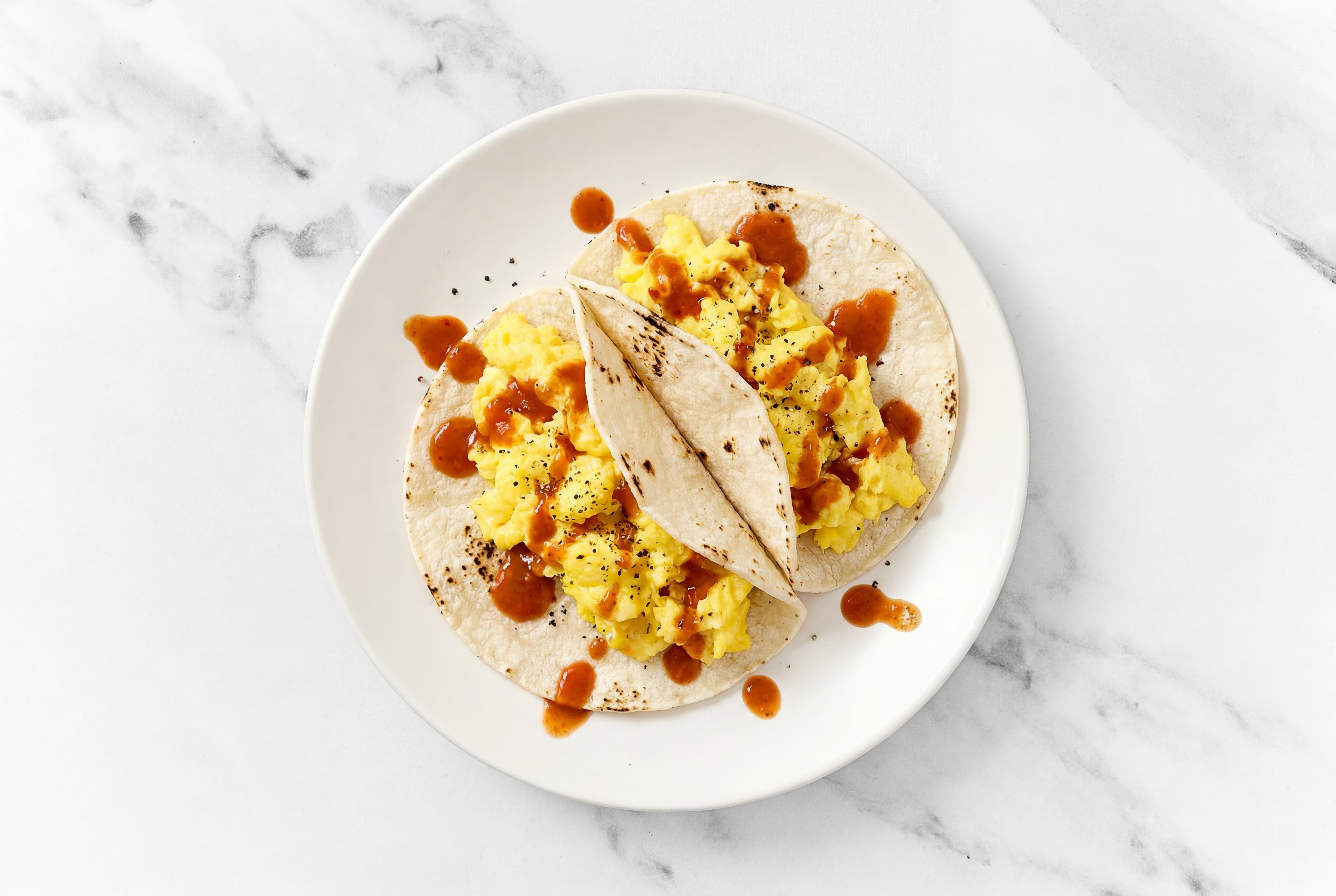 Simple Egg Taco with Sriracha Hot Sauce