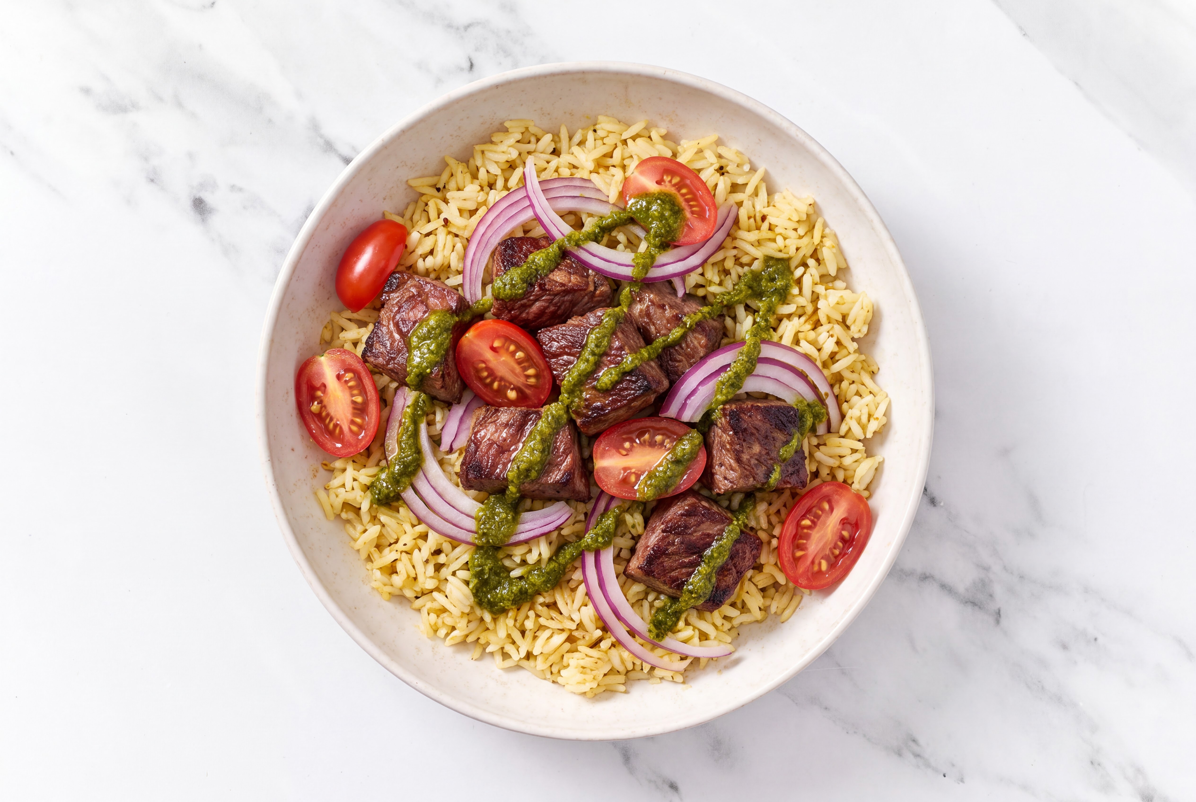 Zhoug Bison Power Bowl with Seasoned Jasmine Rice