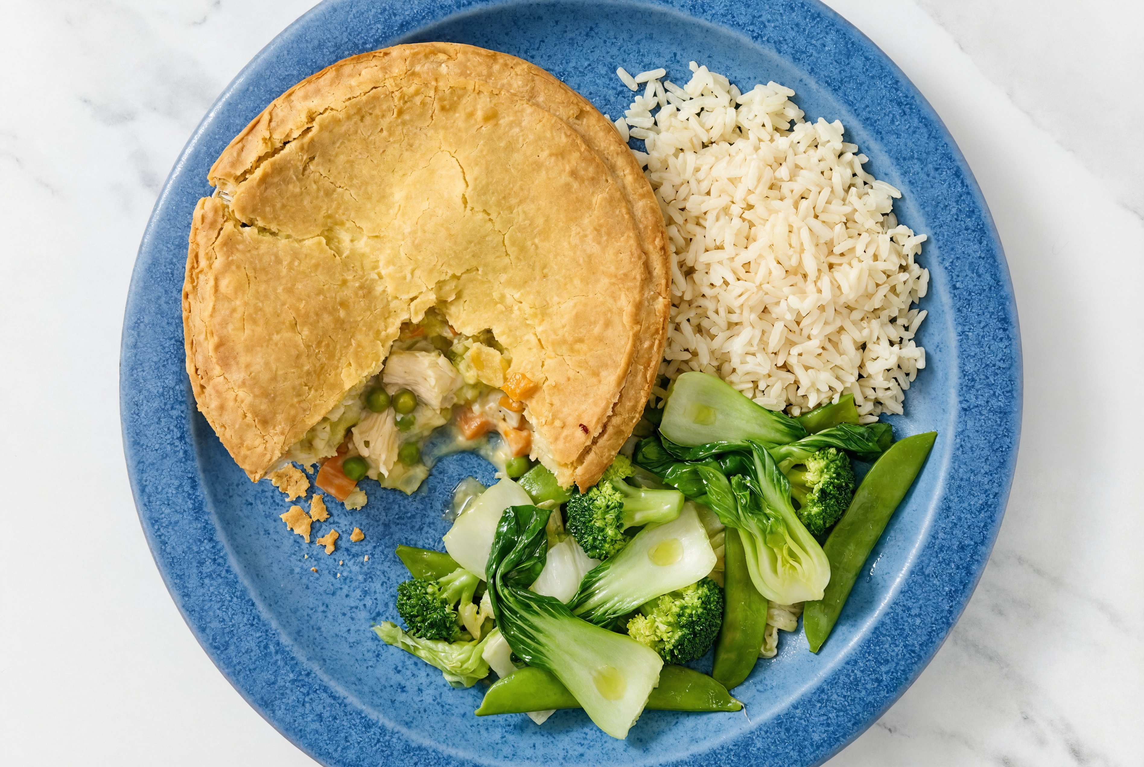 Chicken Pot Pie with Bok Choy & White Rice
