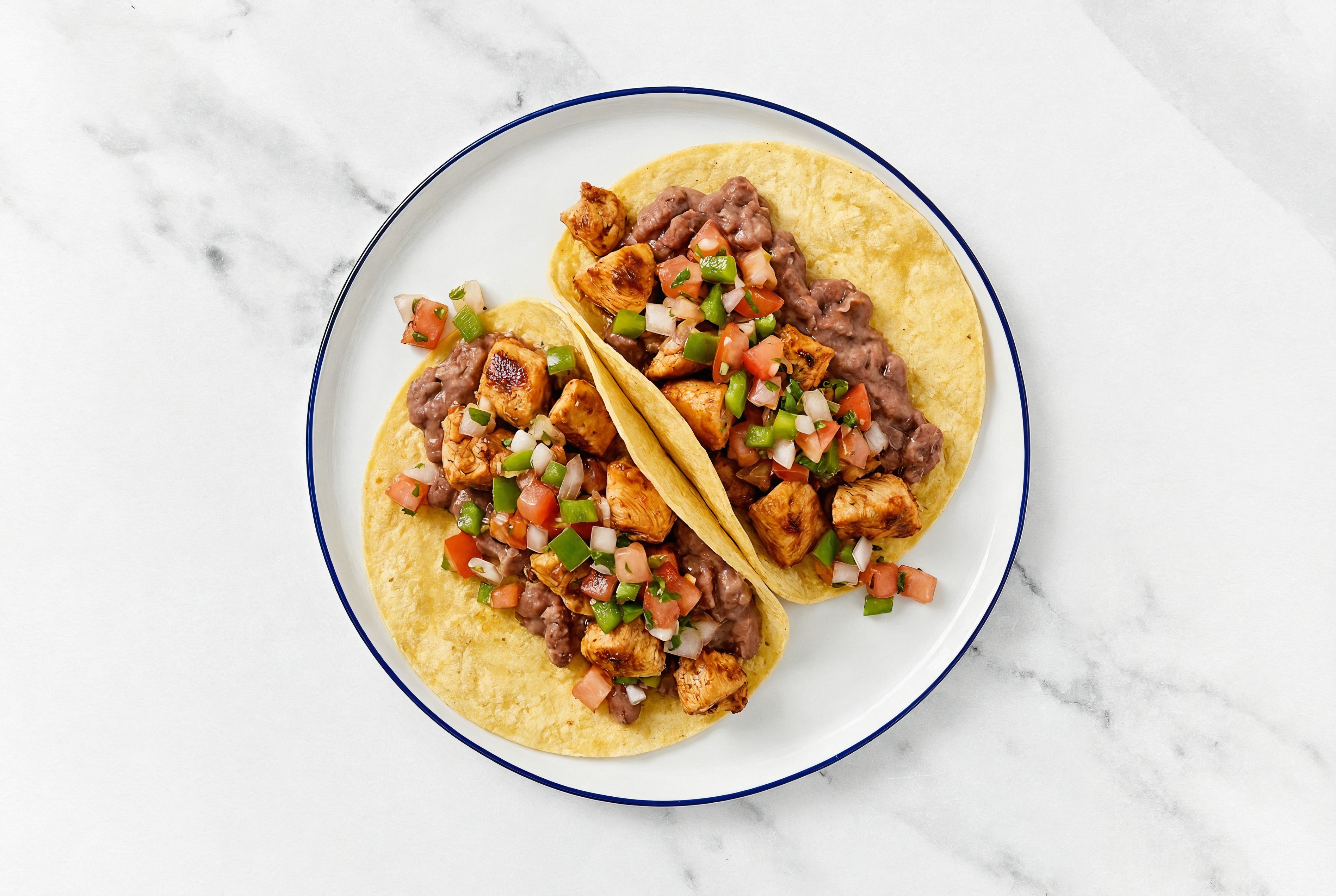 Herby Chipotle Chicken Tacos with Fresh Salsa & Refried Red Beans